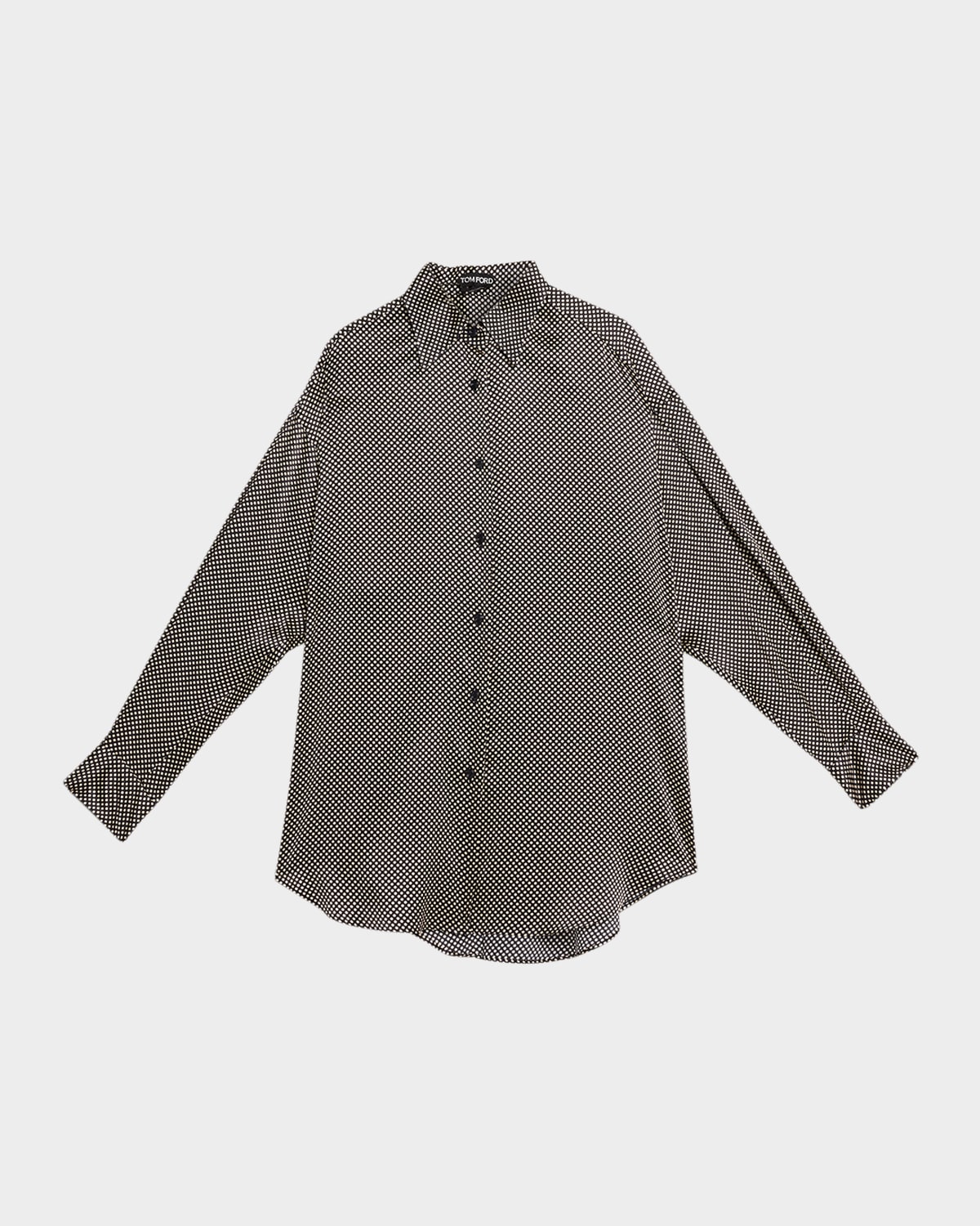 Tom Ford Polka Dot Stretch Satin Button-down Shirt