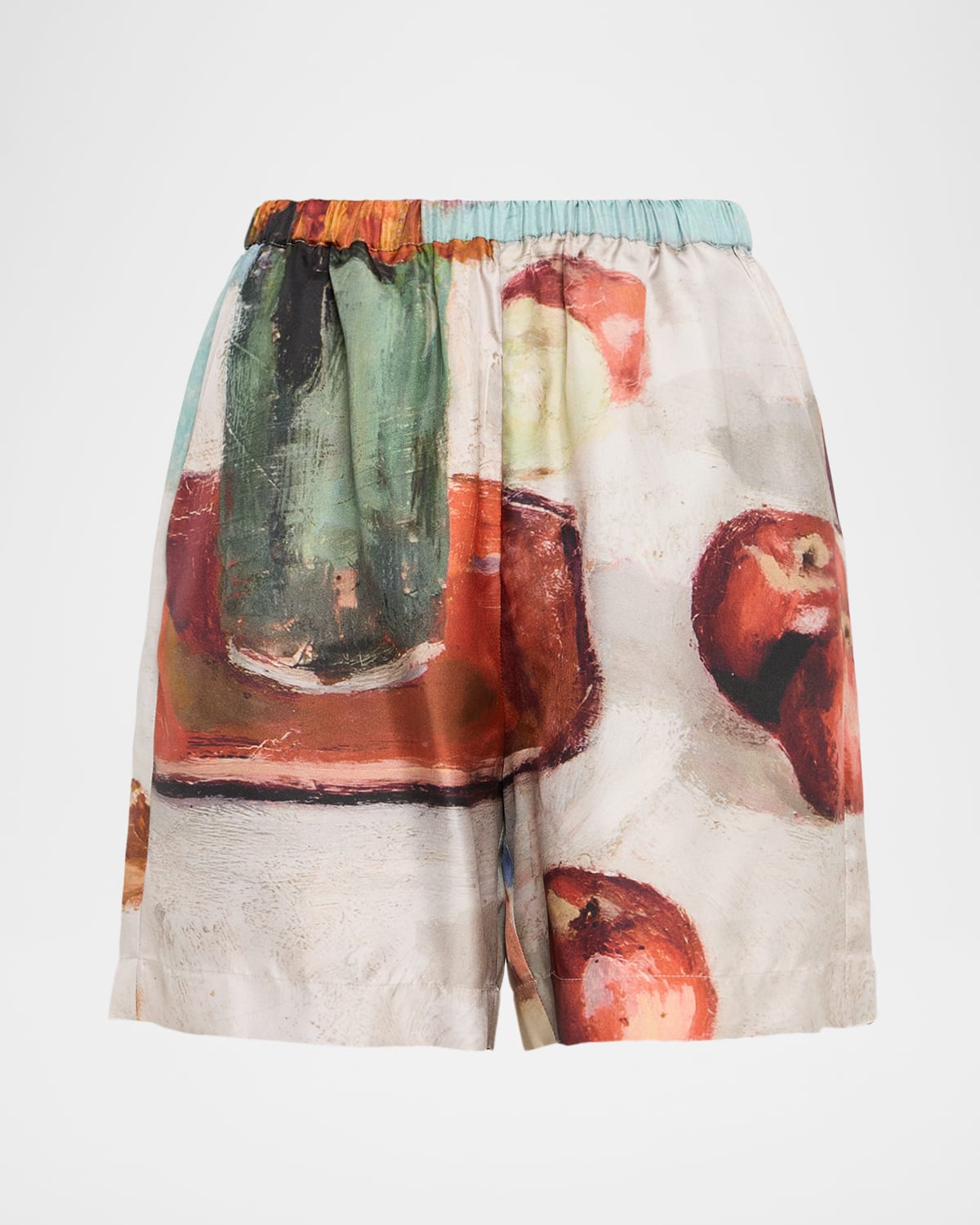 Nanushka Anne Elastic-waist Printed Shorts In Green