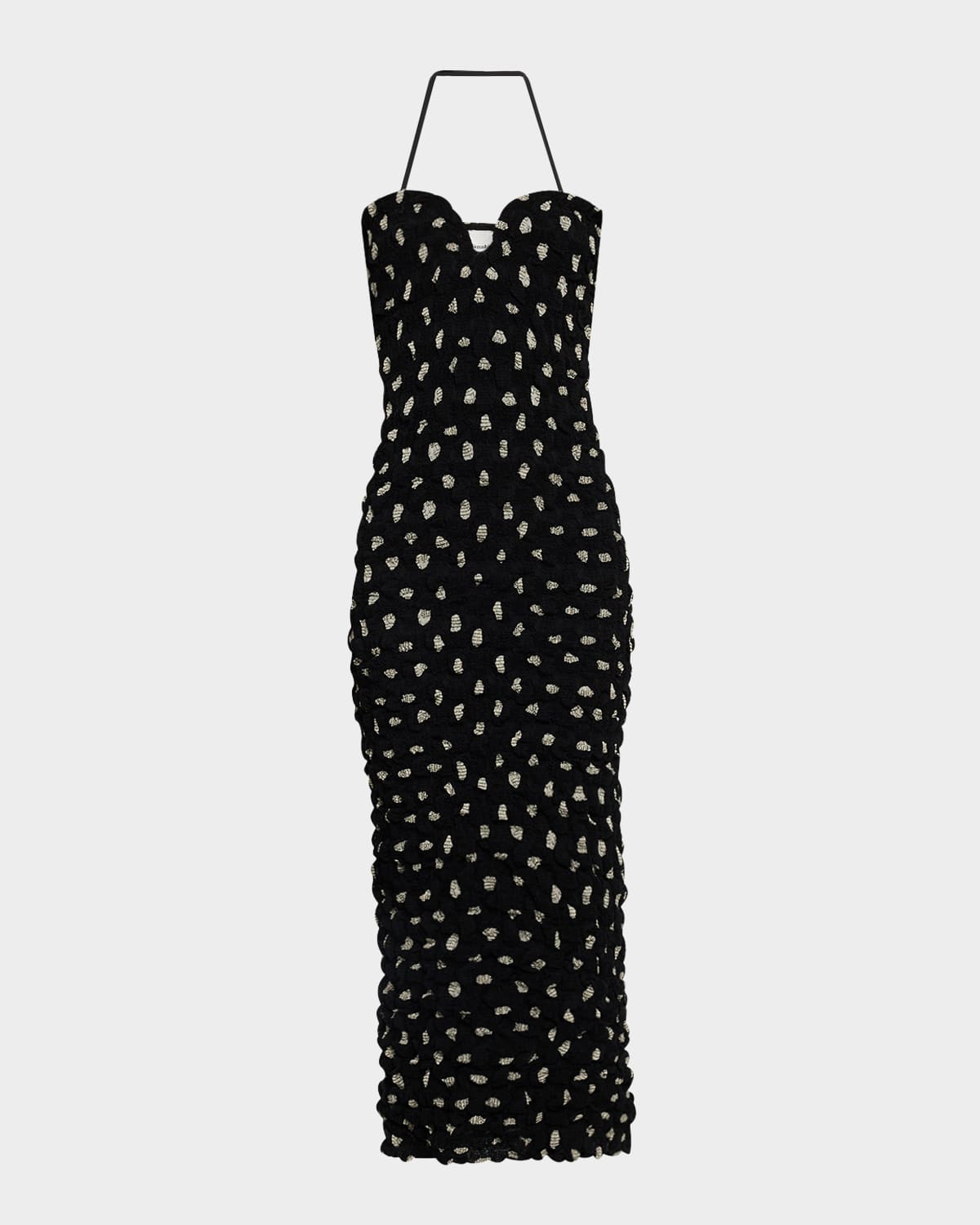 Haylen Seersucker Chiffon Halter Midi Dress