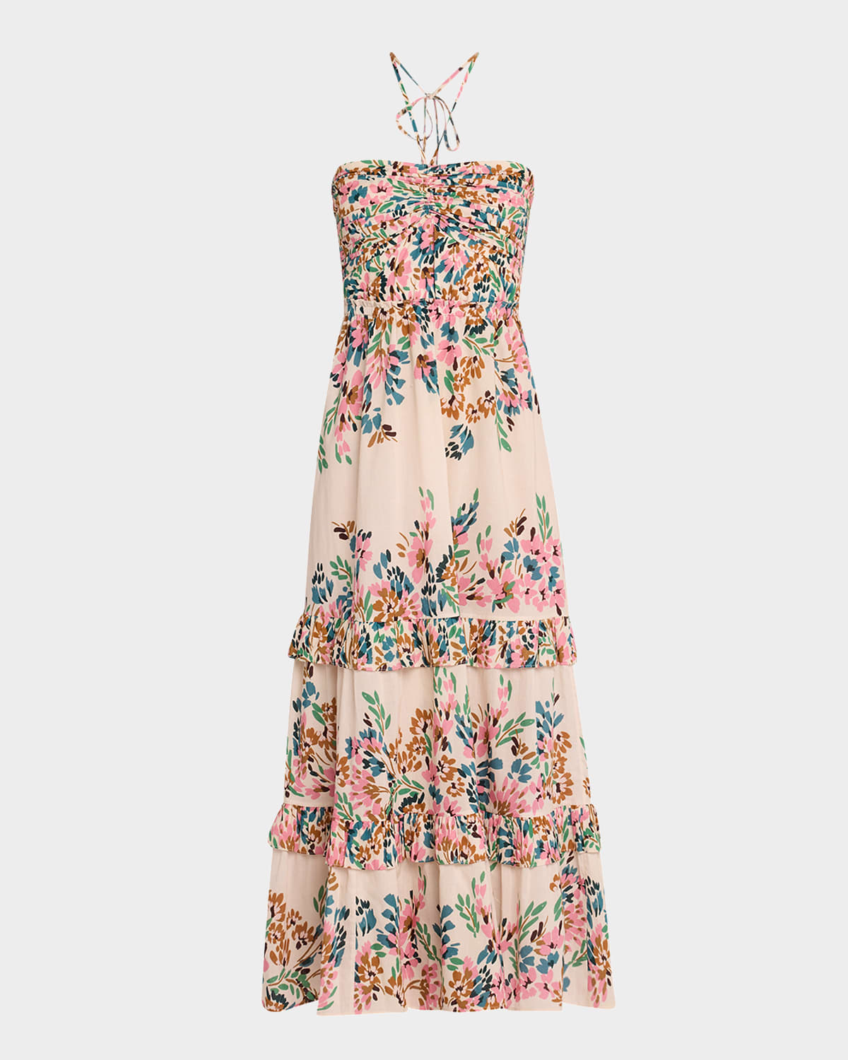 FIGUE JUNE TIERED HALTER MAXI DRESS 