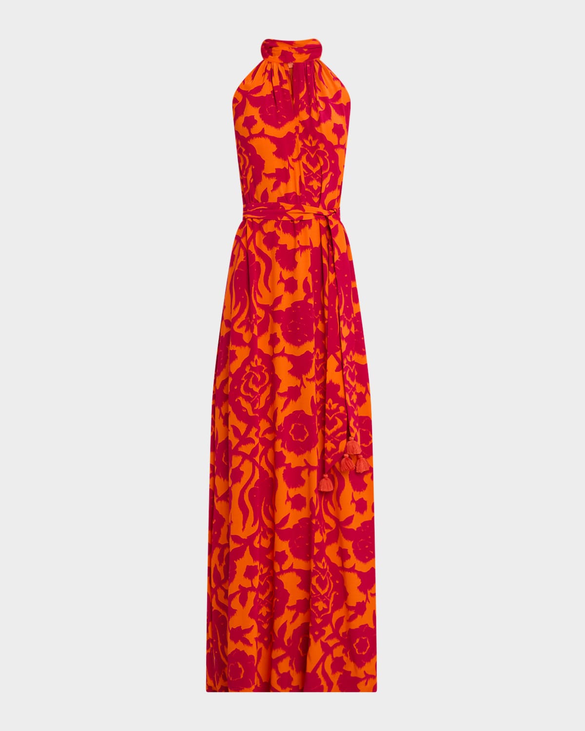 FIGUE YVETTE FLORAL KEYHOLE HALTER MAXI DRESS 