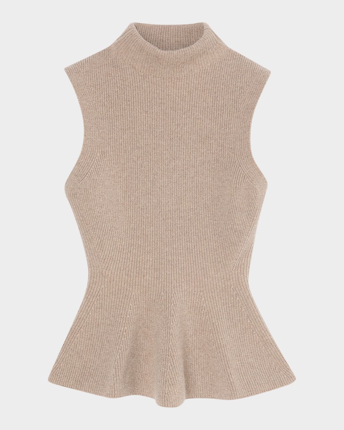 Rohe Sleeveless Wool-cashmere Peplum Sweater In Brown