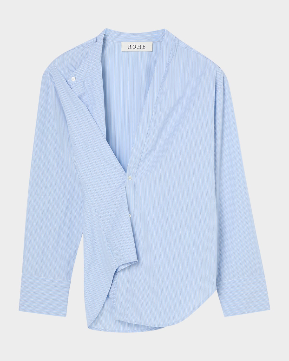 Rohe Stripe Long-sleeve Overlap Shirt In Blue