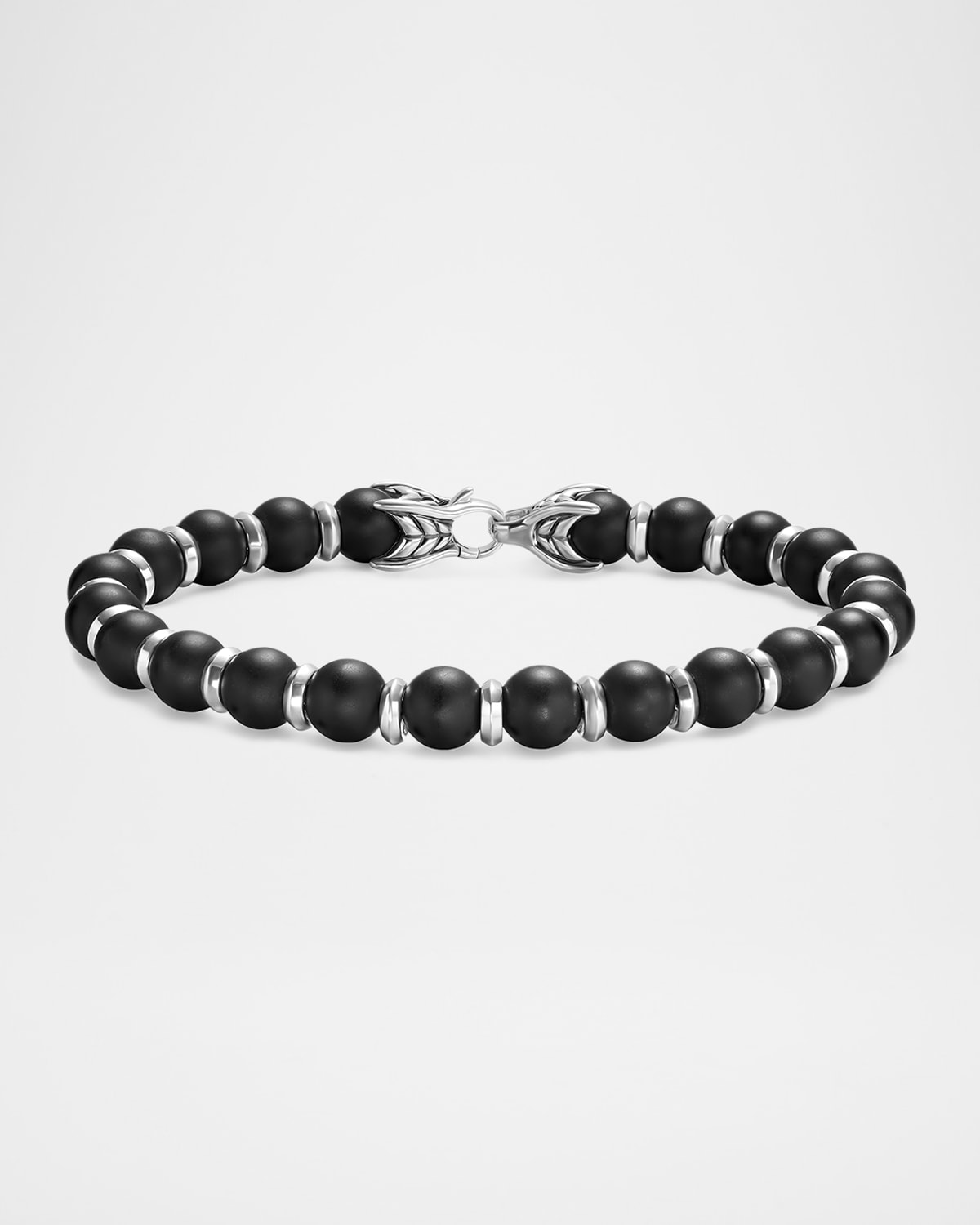 David Yurman Men's Spiritual Beads Bracelet in Silver with Black Onyx, 8mm