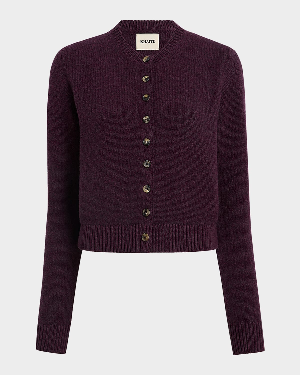 Khaite Plum Cashmere Knit Everheart Cardigan In Purple