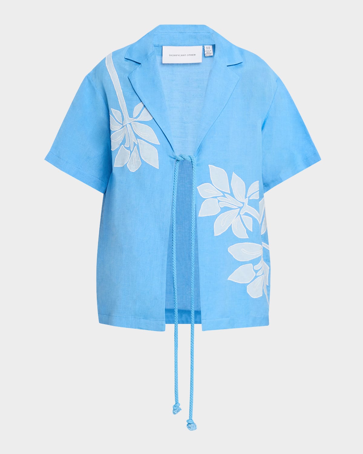 Significant Other Tammy Linen Blend Tie Top In Blue