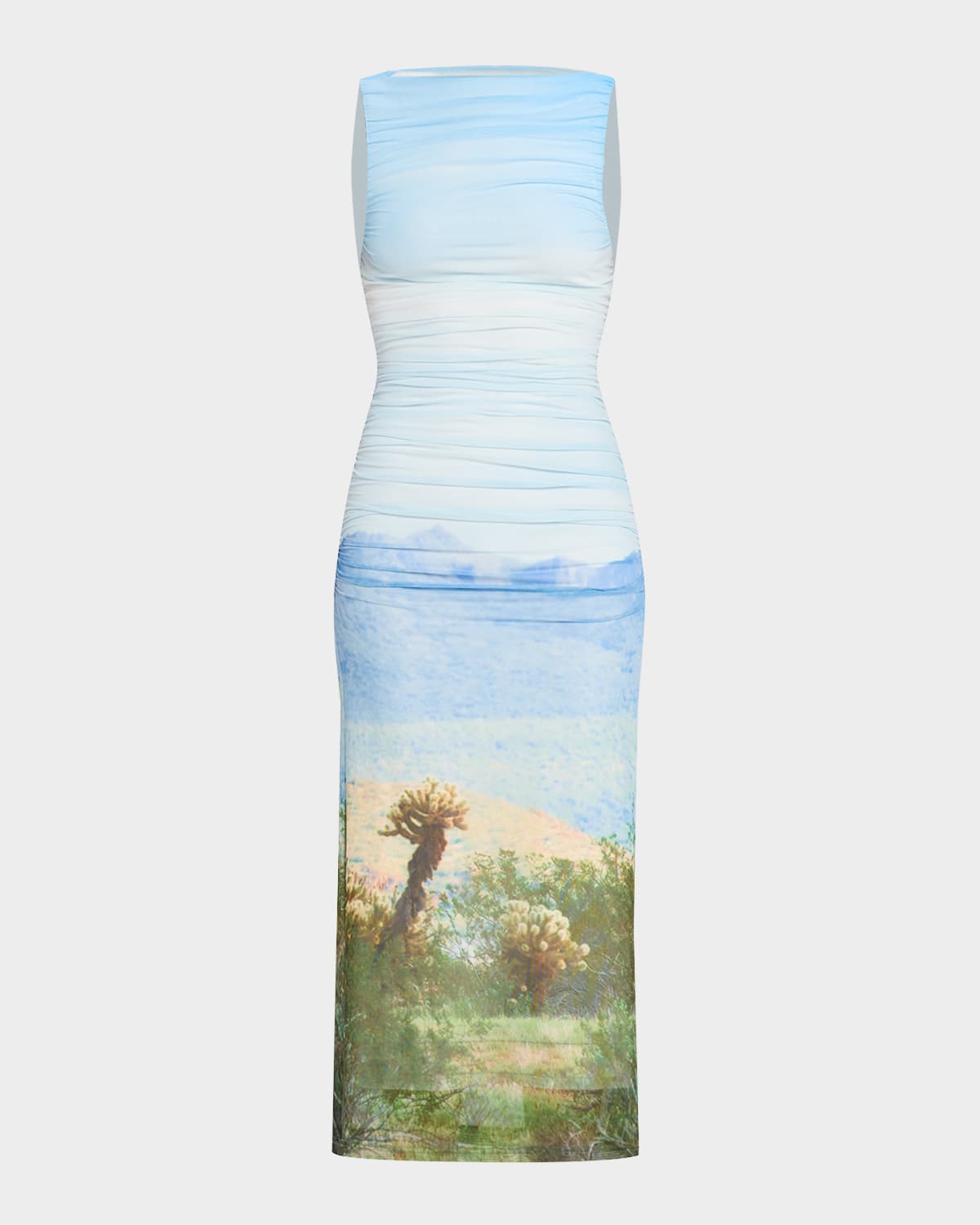 Significant Other Exclusive Sura Strapless Printed Mesh Maxi Dress In Multi