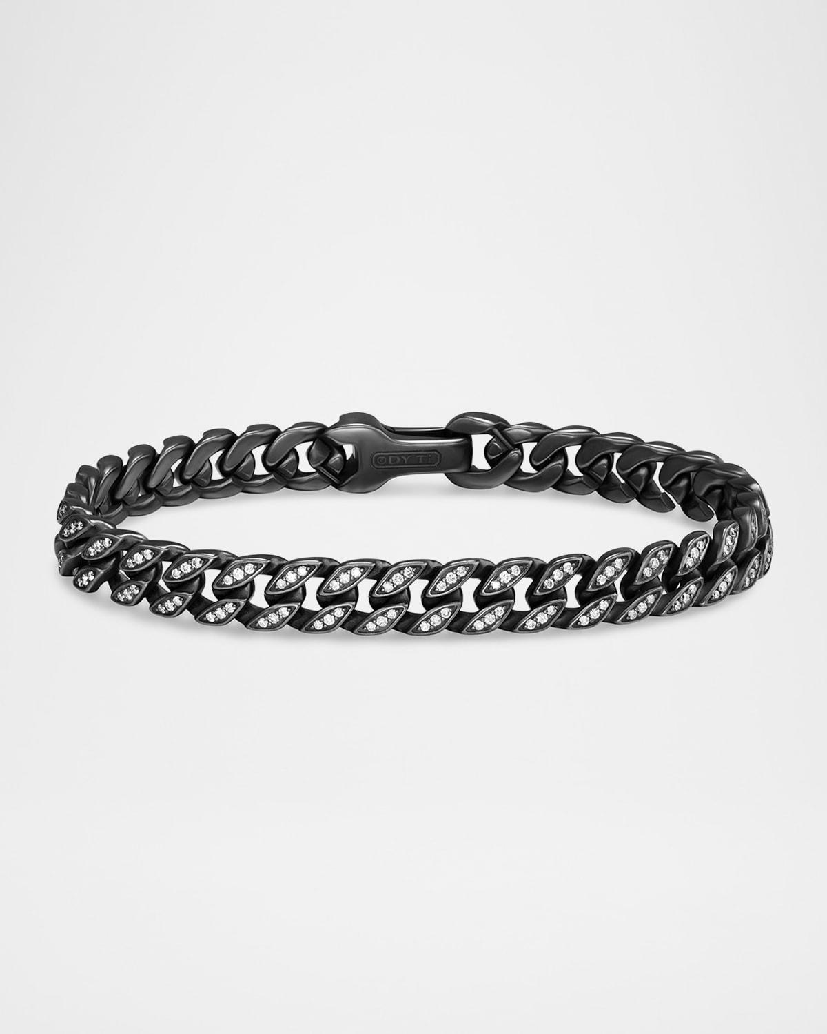 David Yurman Men's Curb Chain Bracelet in Black Titanium with Diamonds, 8mm