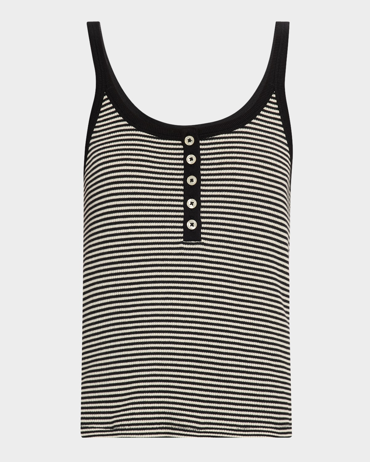 The Great The Henley Slim Tank Top In Black