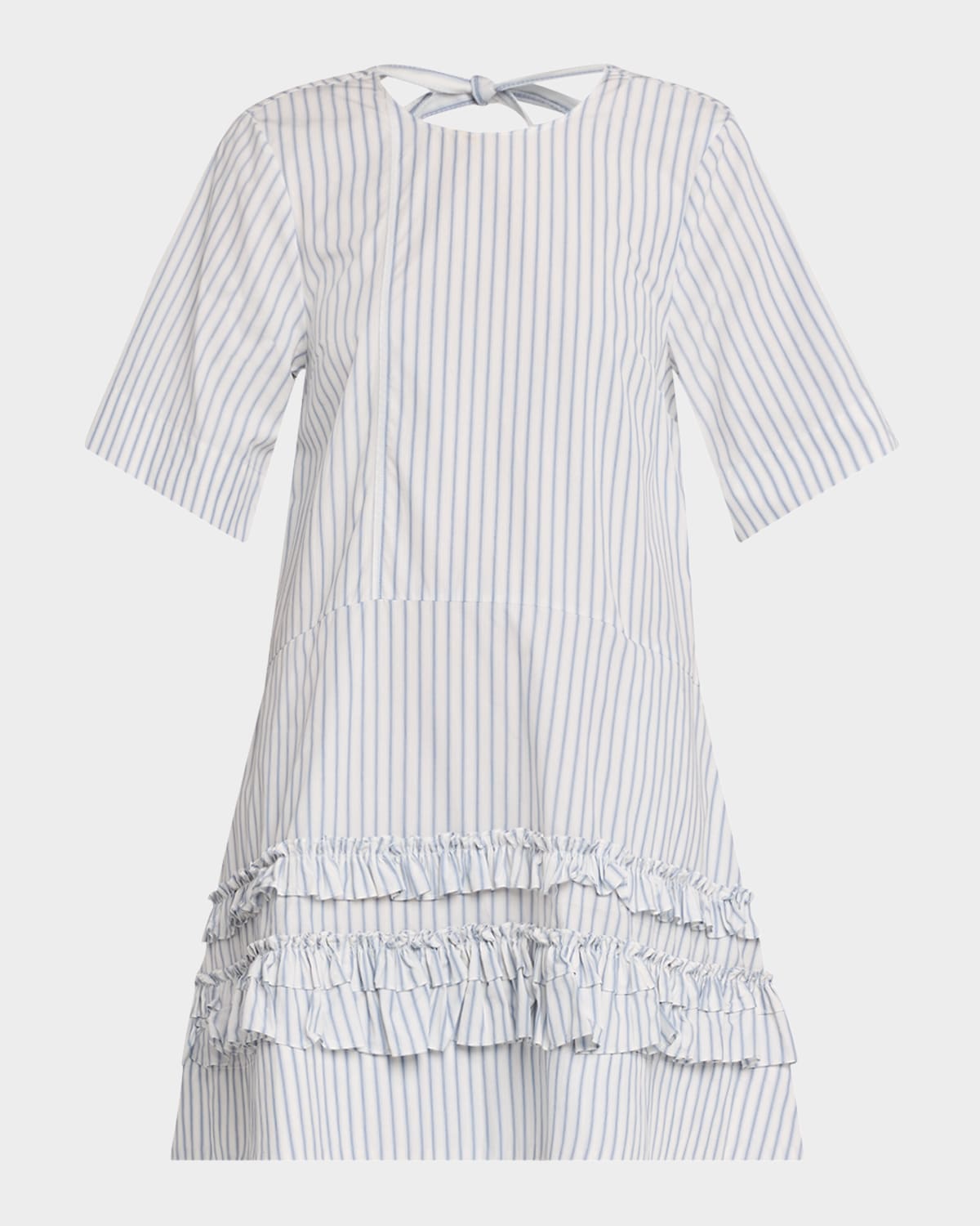 Ganni Pinstripe Cotton Mini Dress In White