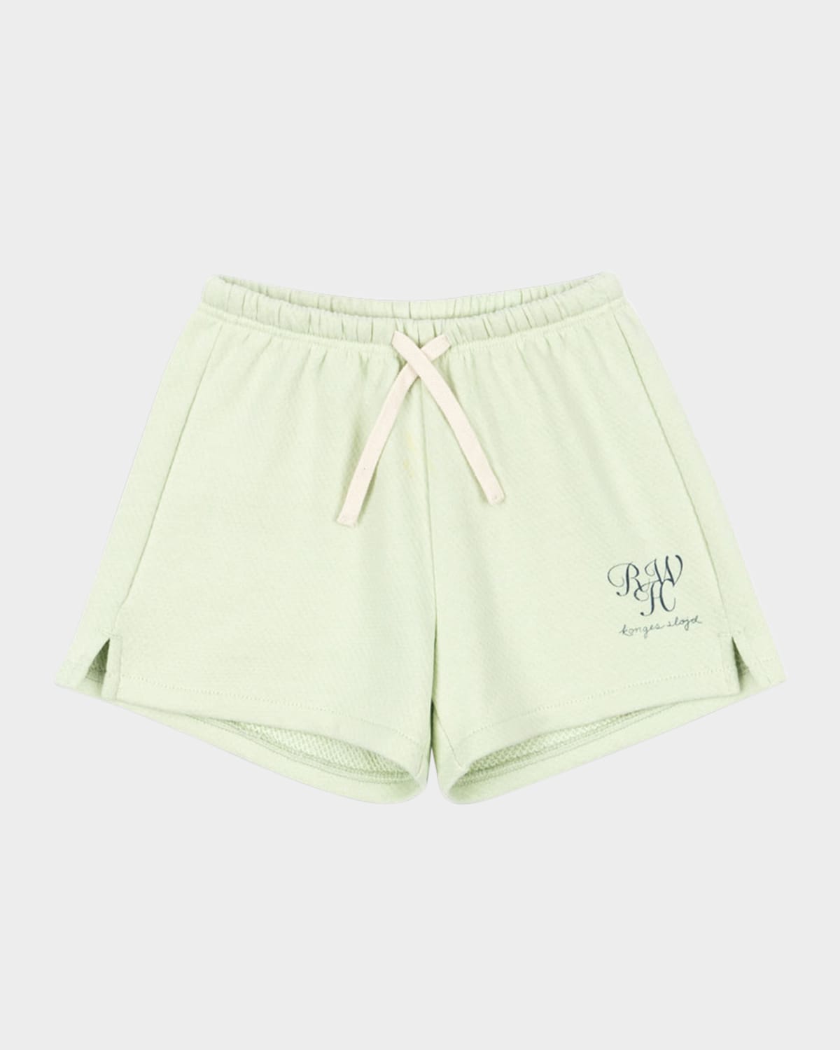 Konges Slojd Rosie H-w X Kid's Monogrammed Drawstring Cotton Shorts In Green
