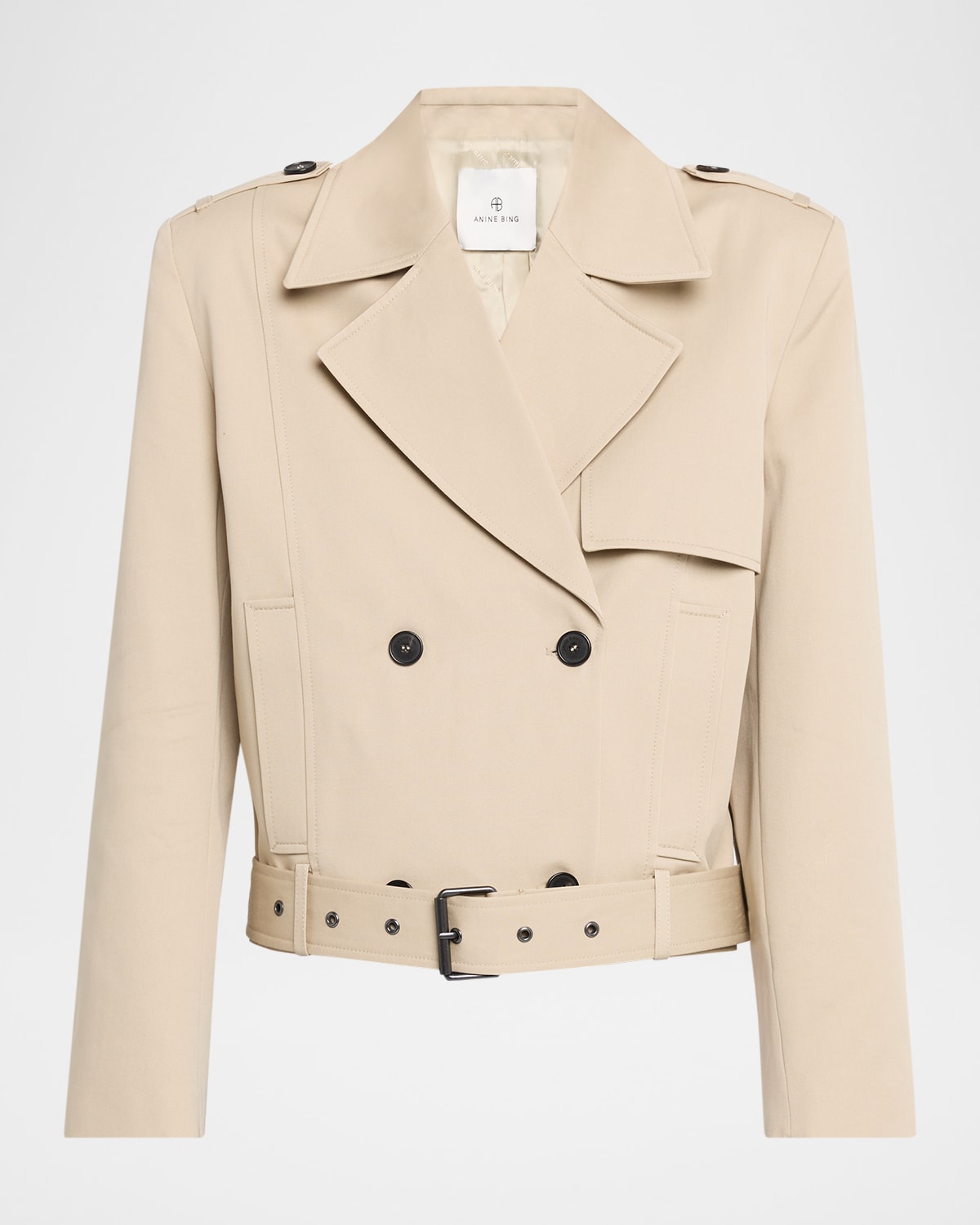 Anine Bing Womens Oatmeal Greer Belted Cotton Jacket In Brown