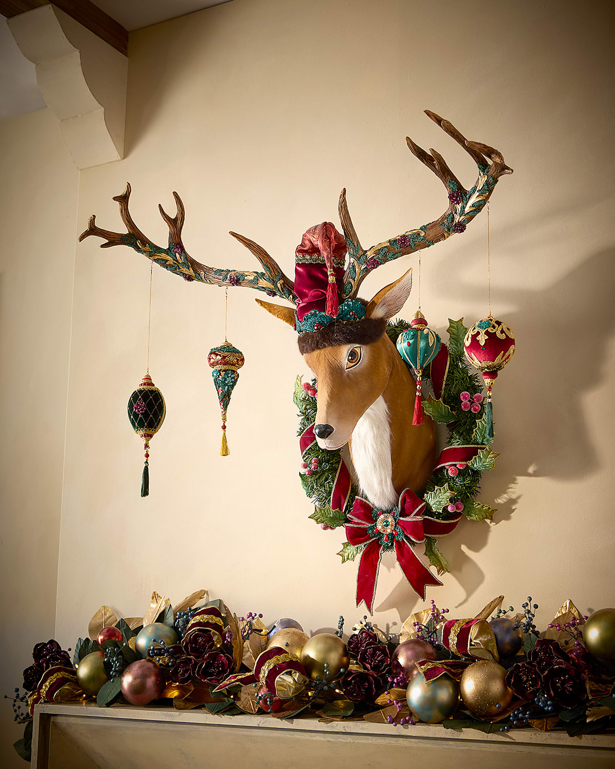Katherine's Collection Winter Balsam And Berry Deer Wall Piece With Ornaments