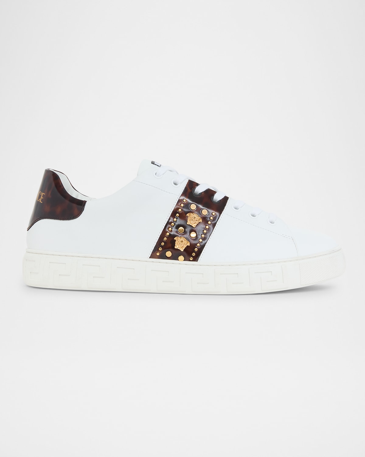 Men's Studded Greca Low-Top Sneakers