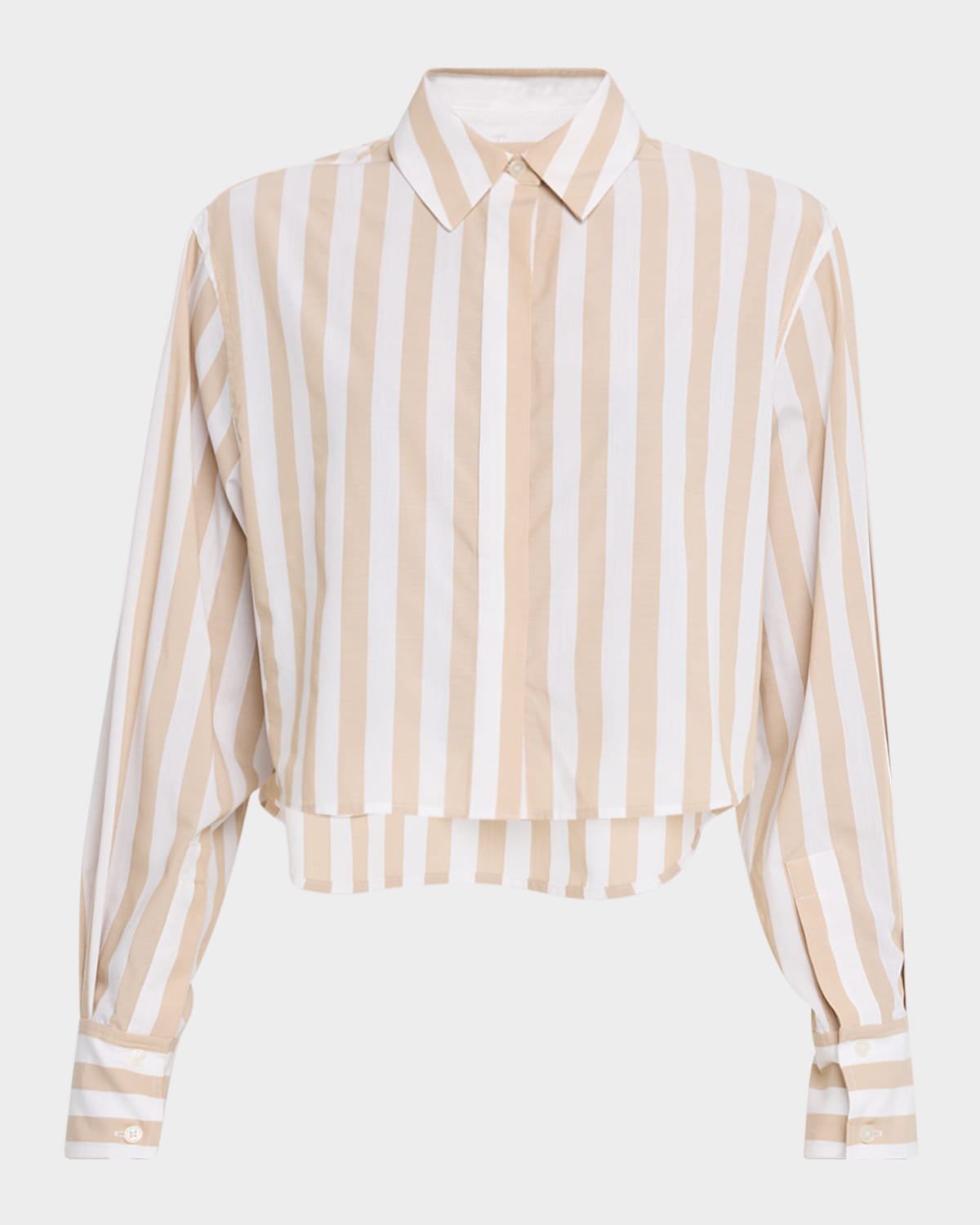 Simkhai Renata Stripe Cropped Button-front Shirt In Neutral