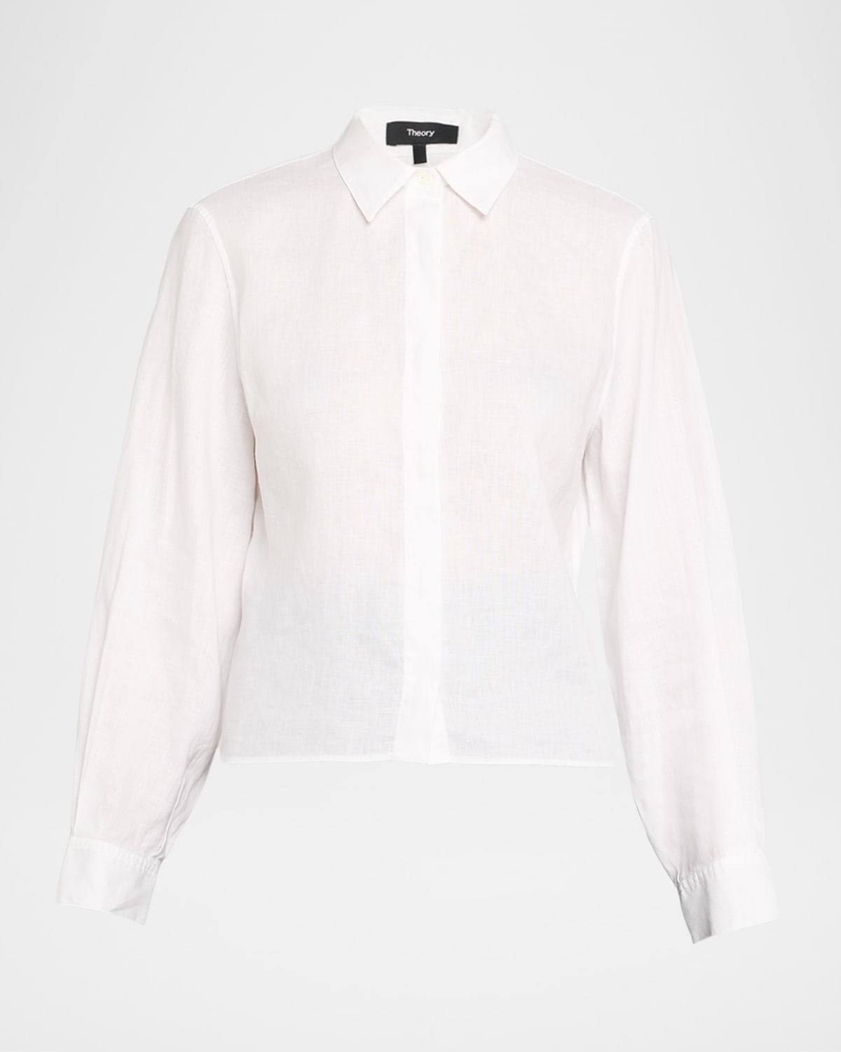 Theory Button-front Linen Shirt In White