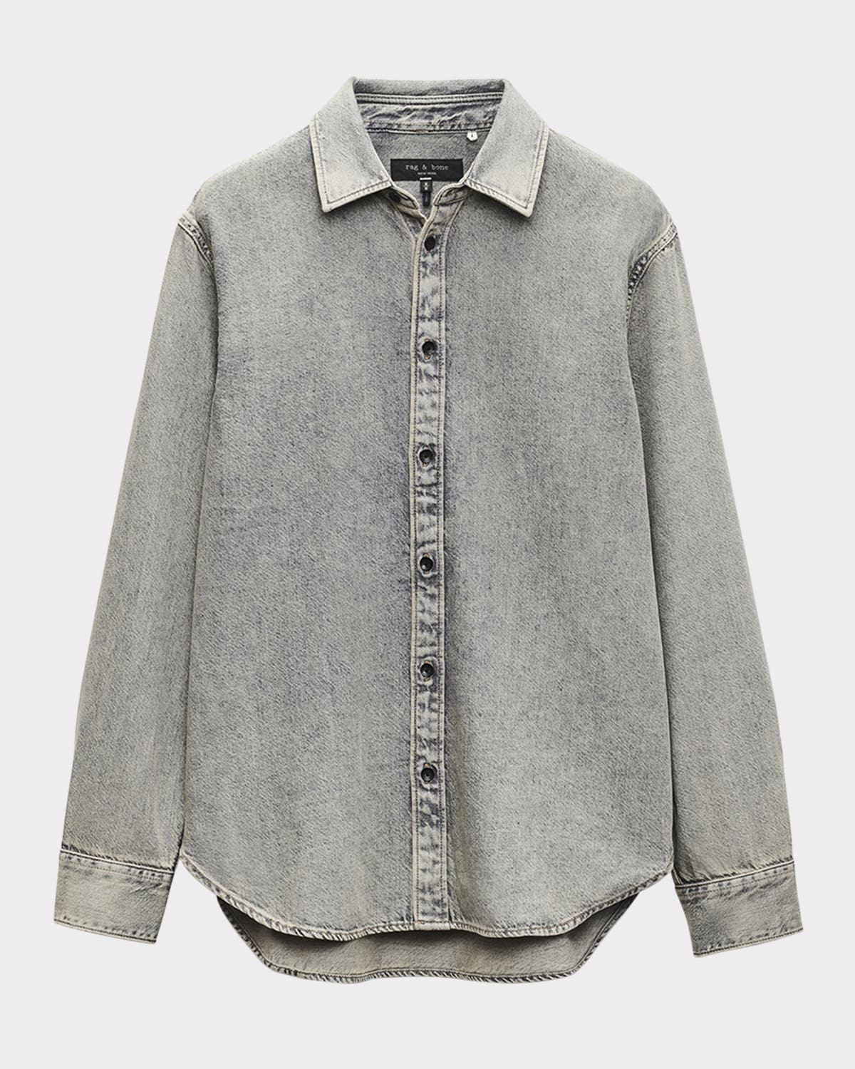 Men's Finch Grey Denim Casual Button-Down Shirt
