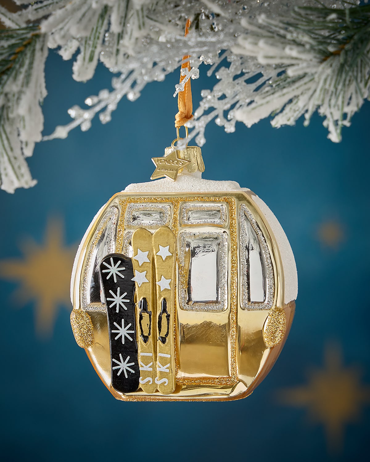 Vondels Ski Gondola Christmas Ornament In Gold
