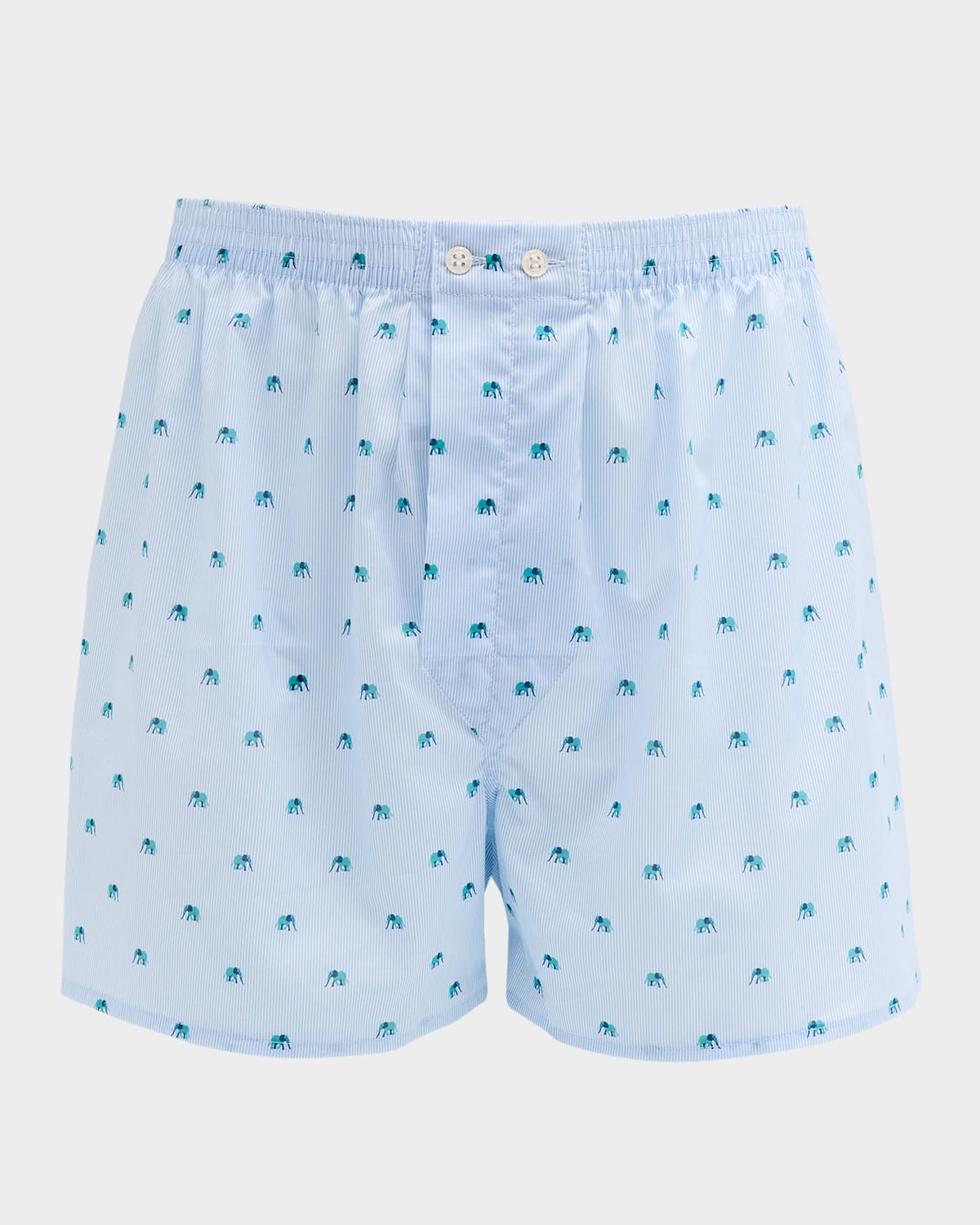 Men's Ledbury Striped Elephant-Print Pajama Set