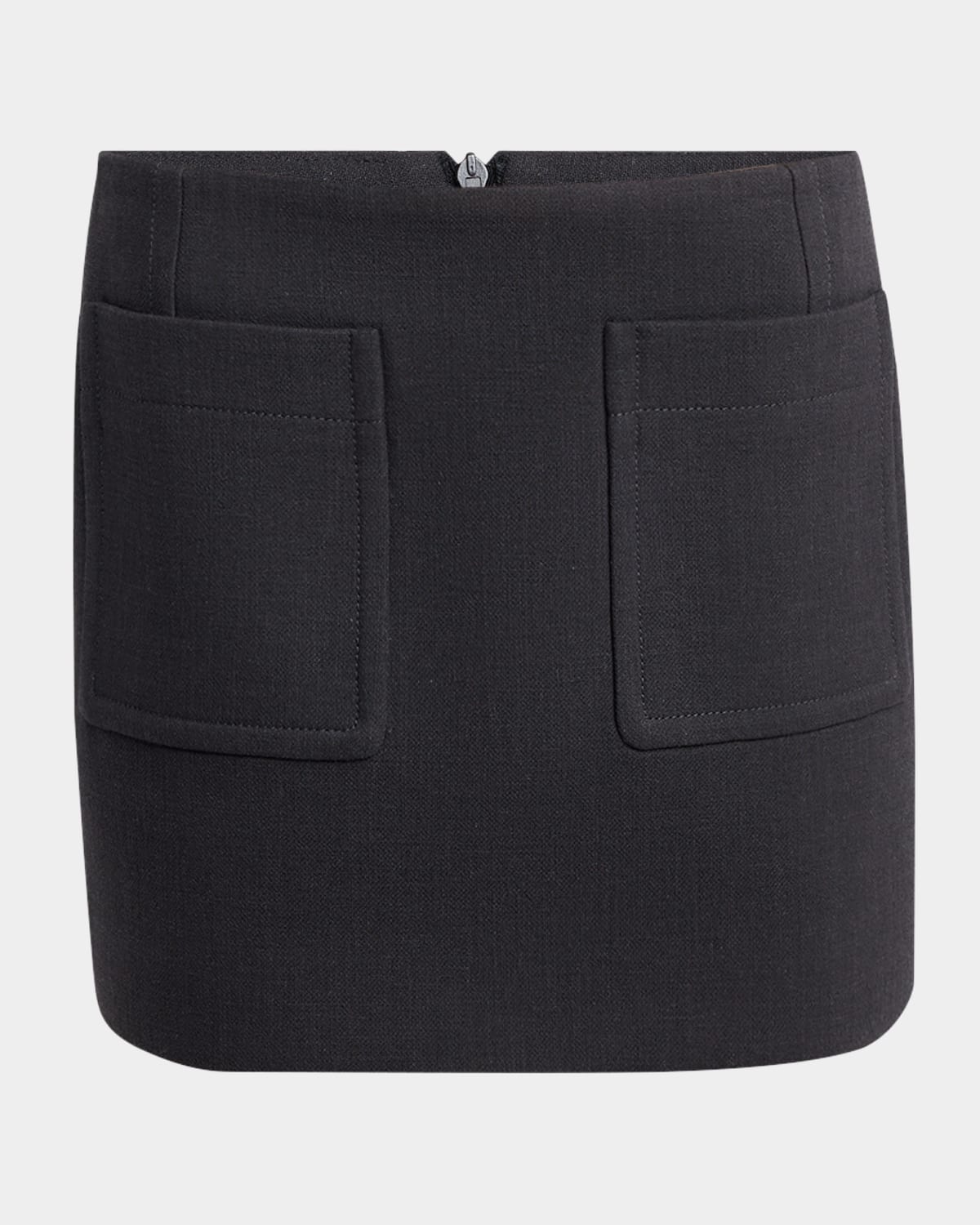 Bottega Veneta Pocket Light Structured Cotton Mini Skirt In Gray