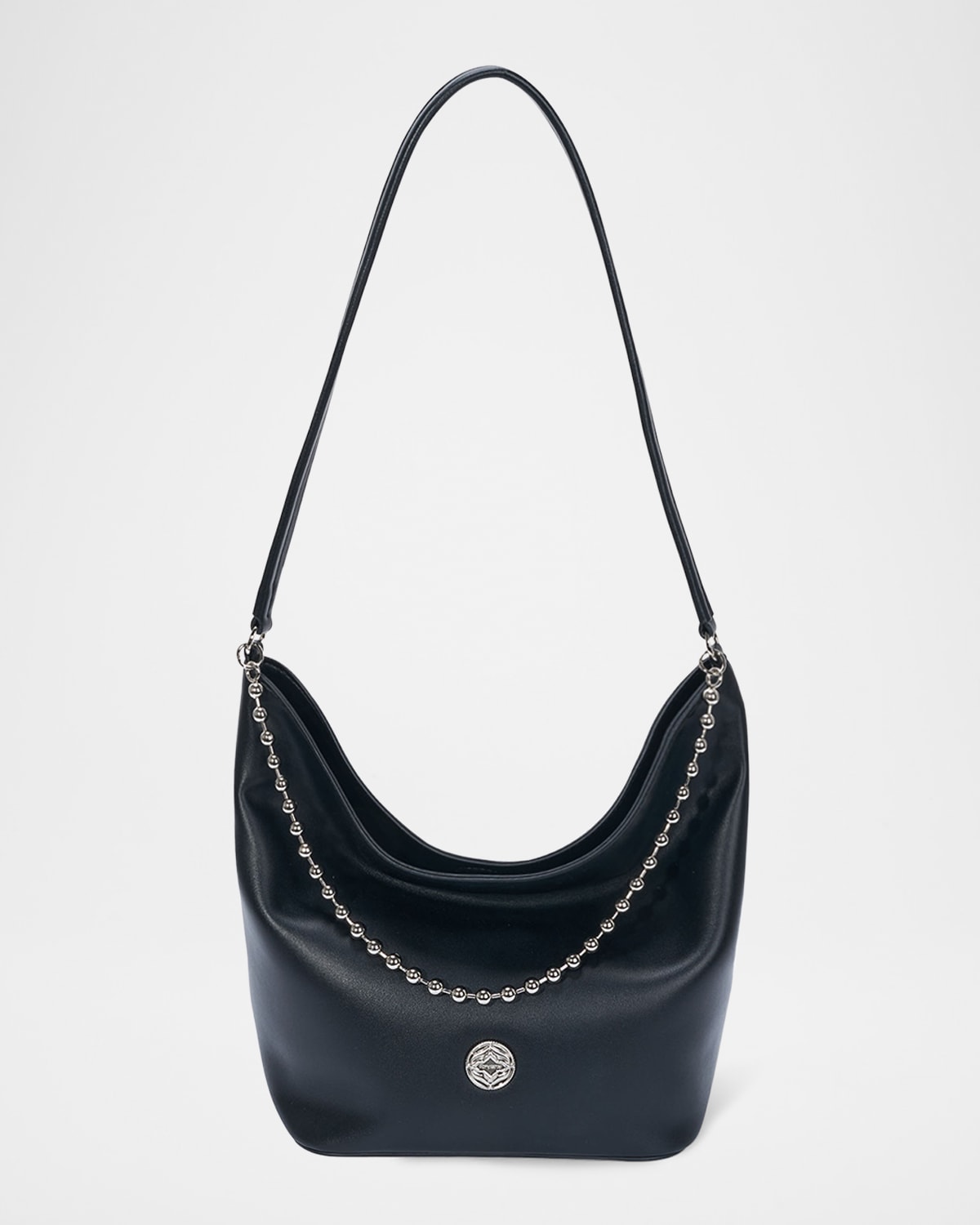 ORYANY BALL CHAIN LEATHER BUCKET BAG 
