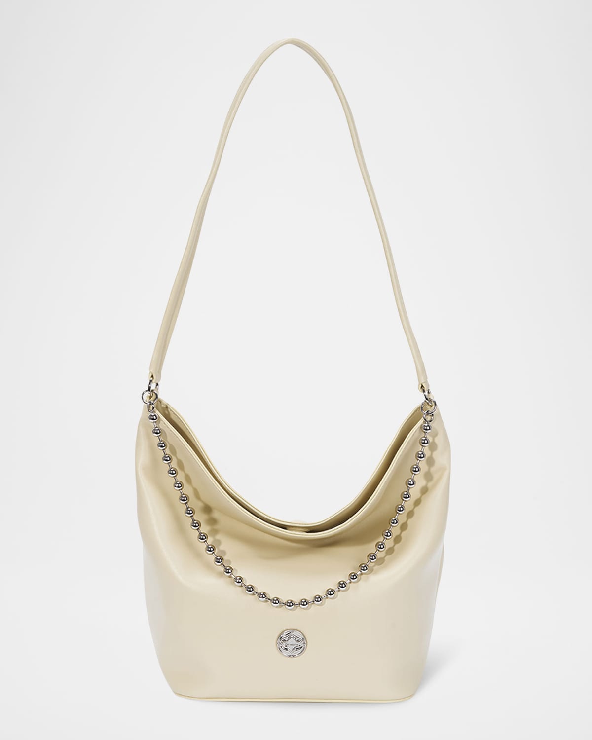 ORYANY BALL CHAIN LEATHER BUCKET BAG 