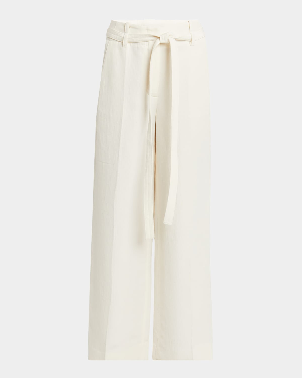 Maggi Belted Wide-Leg Textured Pants
