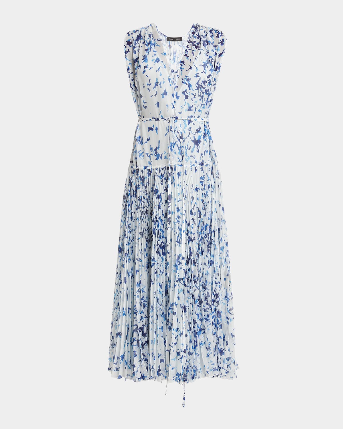 Proenza Schouler Pat Dress In Printed Crinkle Chiffon Sky Blue Multi In Blue