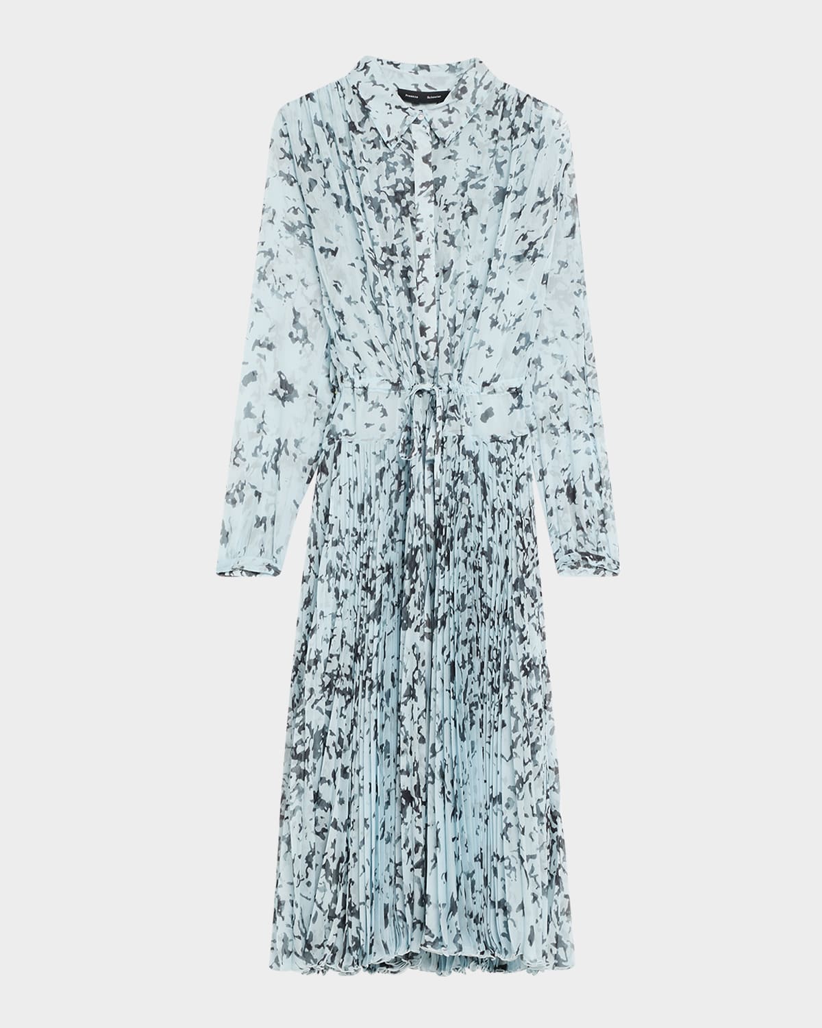 Proenza Schouler Jones Printed Crinkle Chiffon Pleated Dress