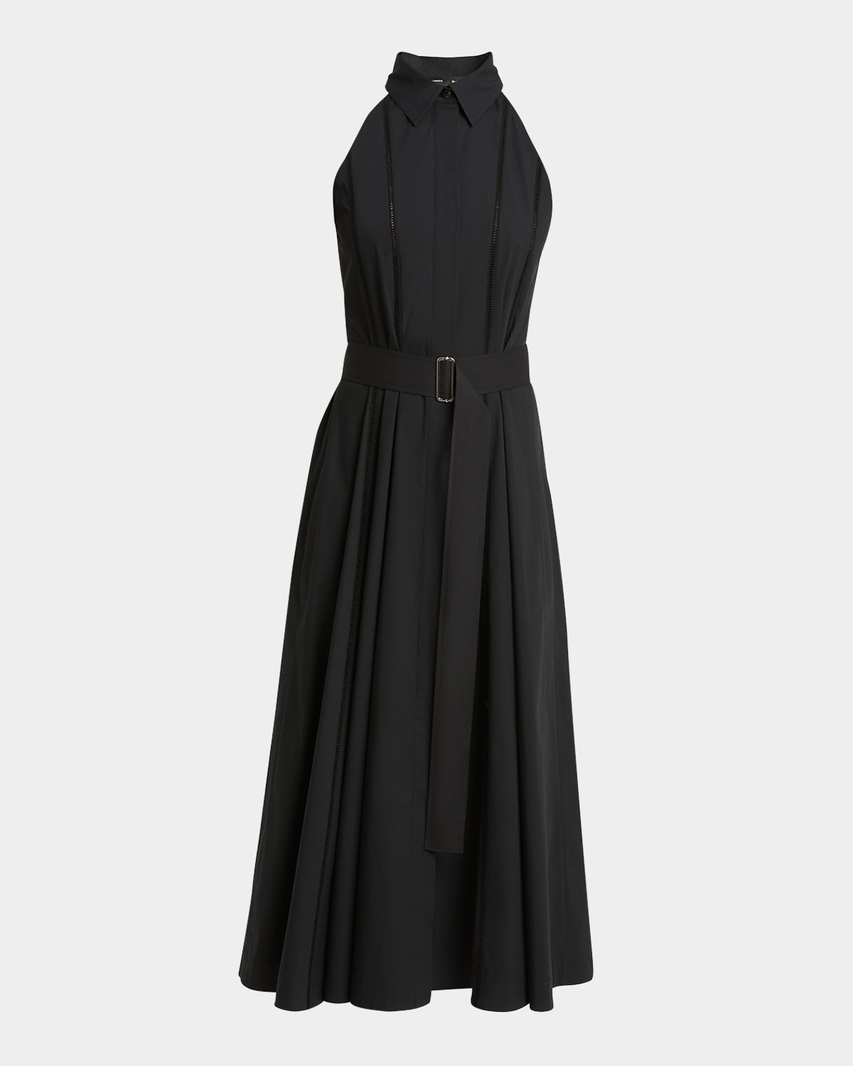 PROENZA SCHOULER DOROTHY BELTED LADDER STITCH POPLIN MIDI DRESS 