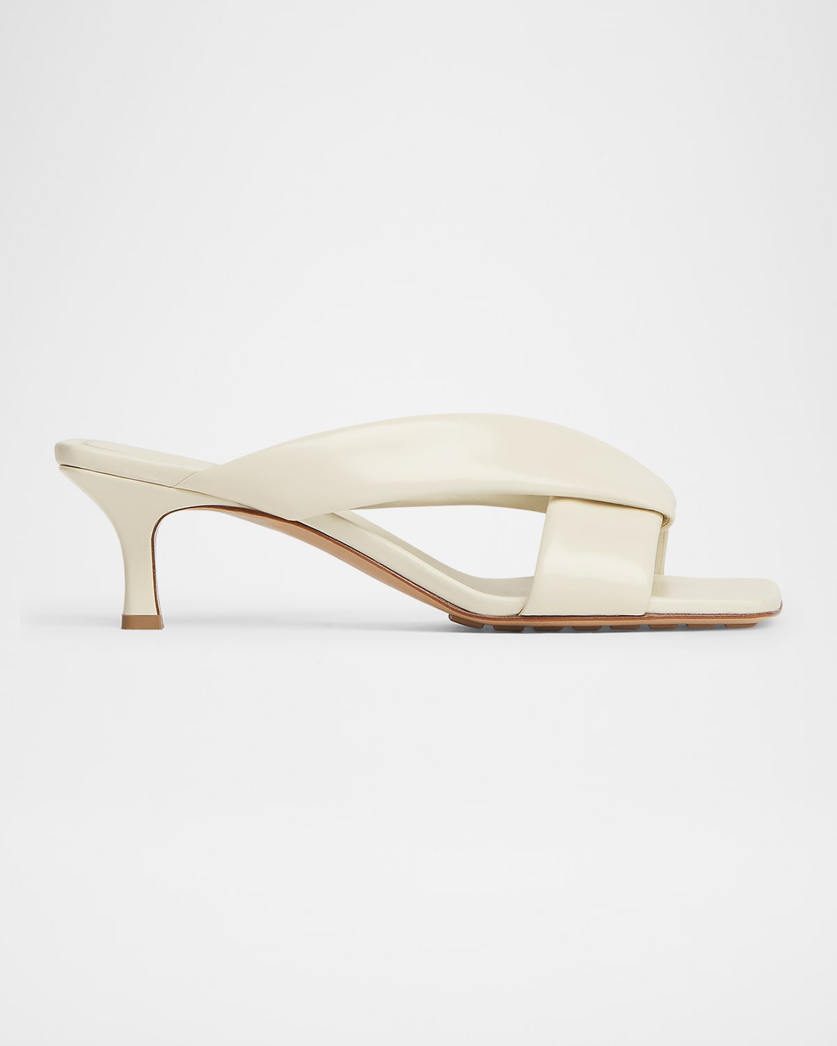 Bottega Veneta Riva Micro Woven Nappa Leather Kitten-heel Sandals In Gray