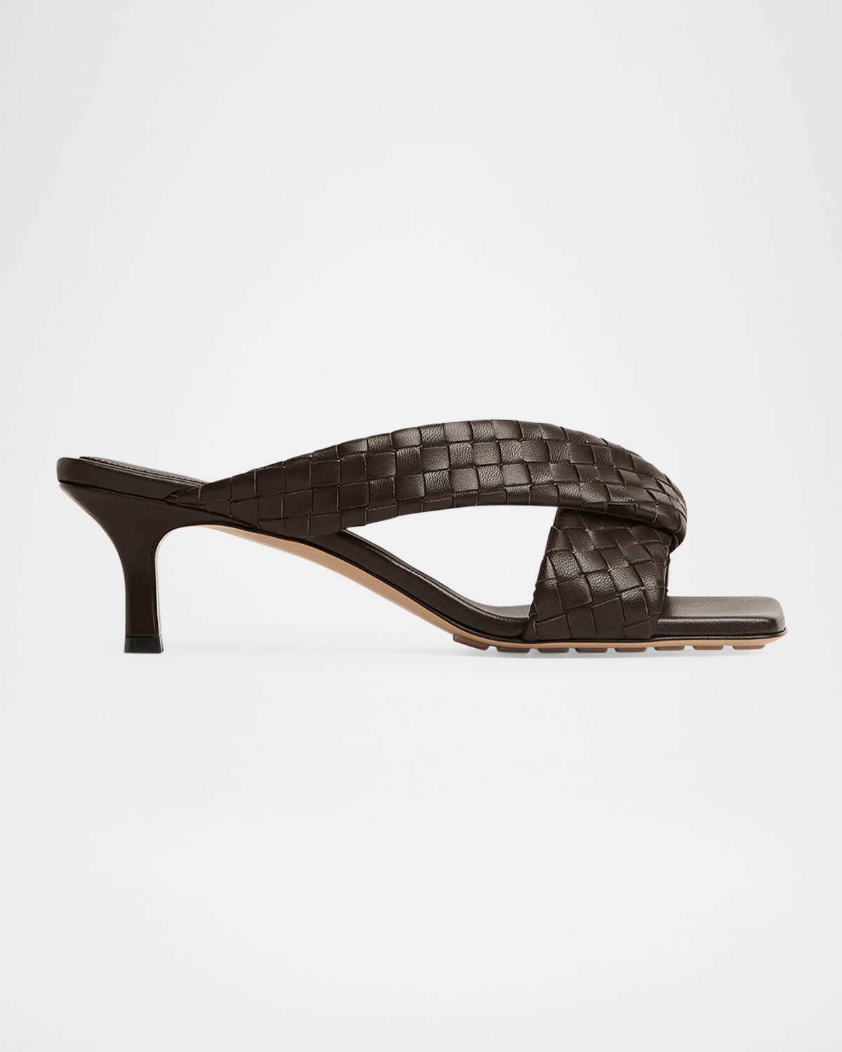 Bottega Veneta Riva Micro Woven Nappa Leather Kitten-heel Sandals In Burgundy