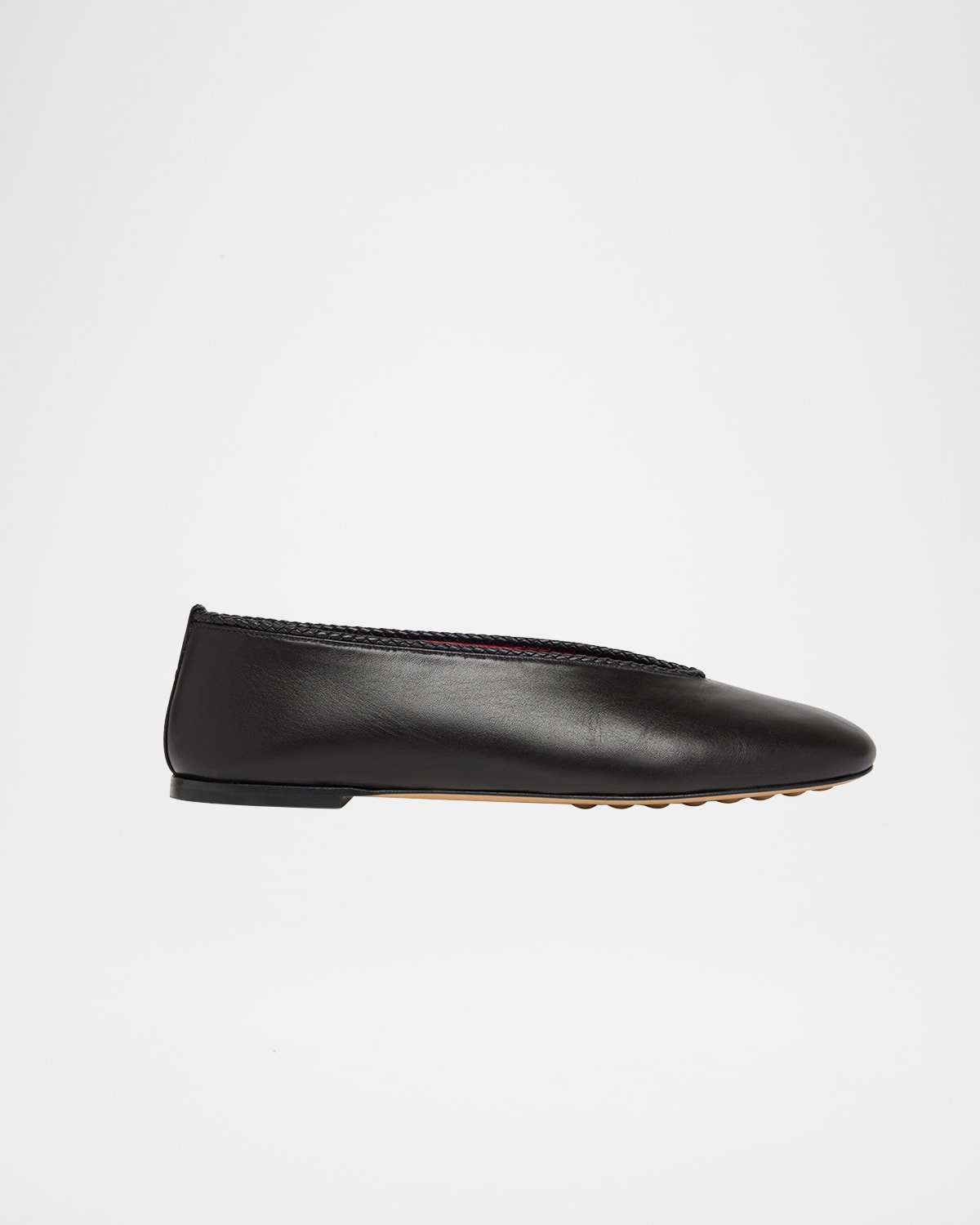 Bottega Veneta Lagoon Nappa Leather Ballerina Flats In Black