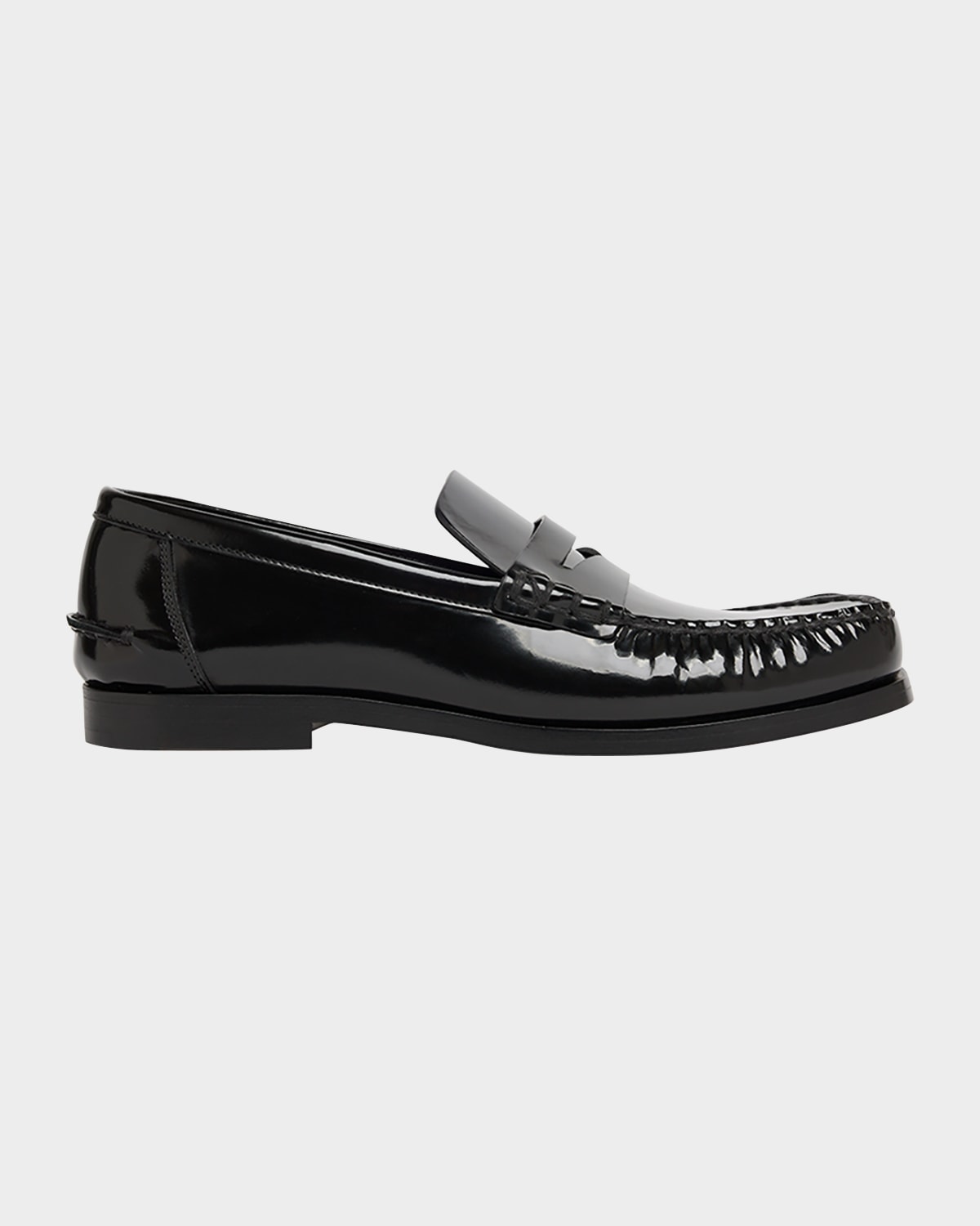 Bottega Veneta Soft Leather Penny Loafers In Black