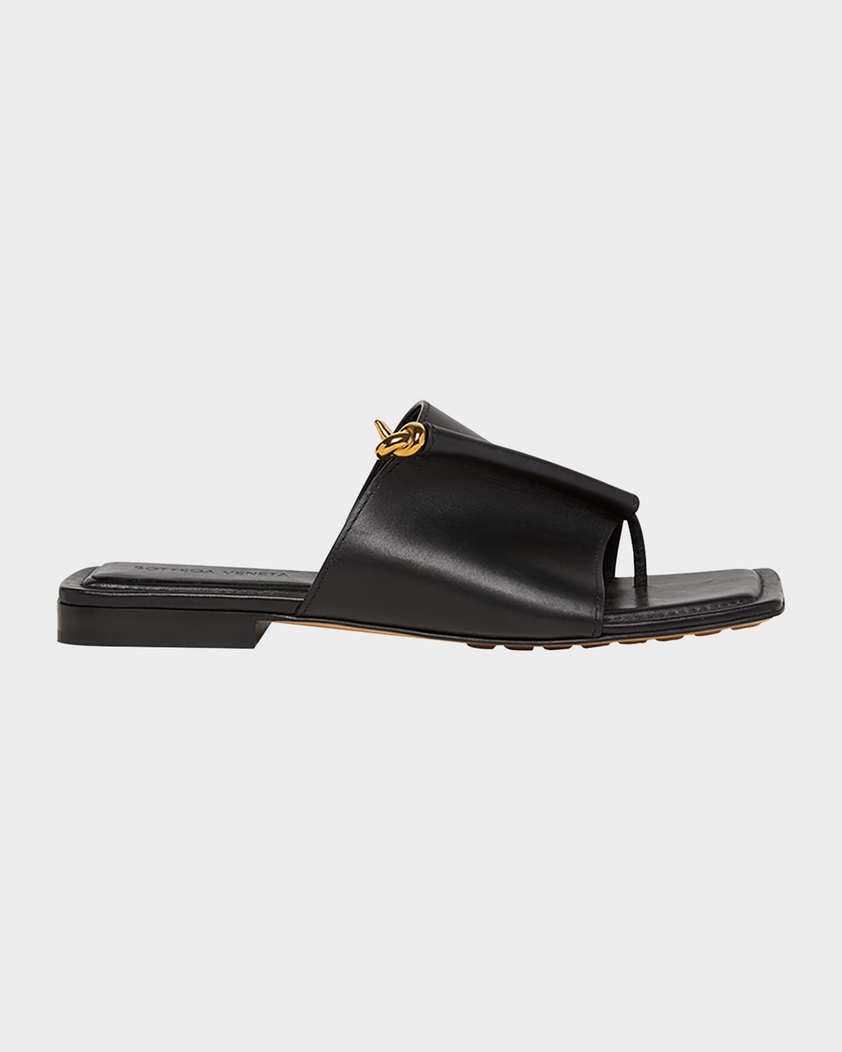 Bottega Veneta Leather Knot Flat Sandals In Black