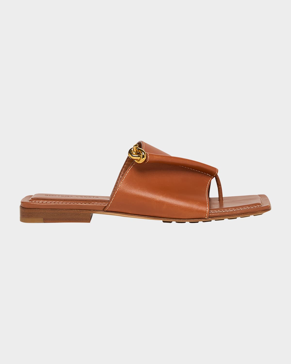 Bottega Veneta Leather Knot Flat Sandals In Brown