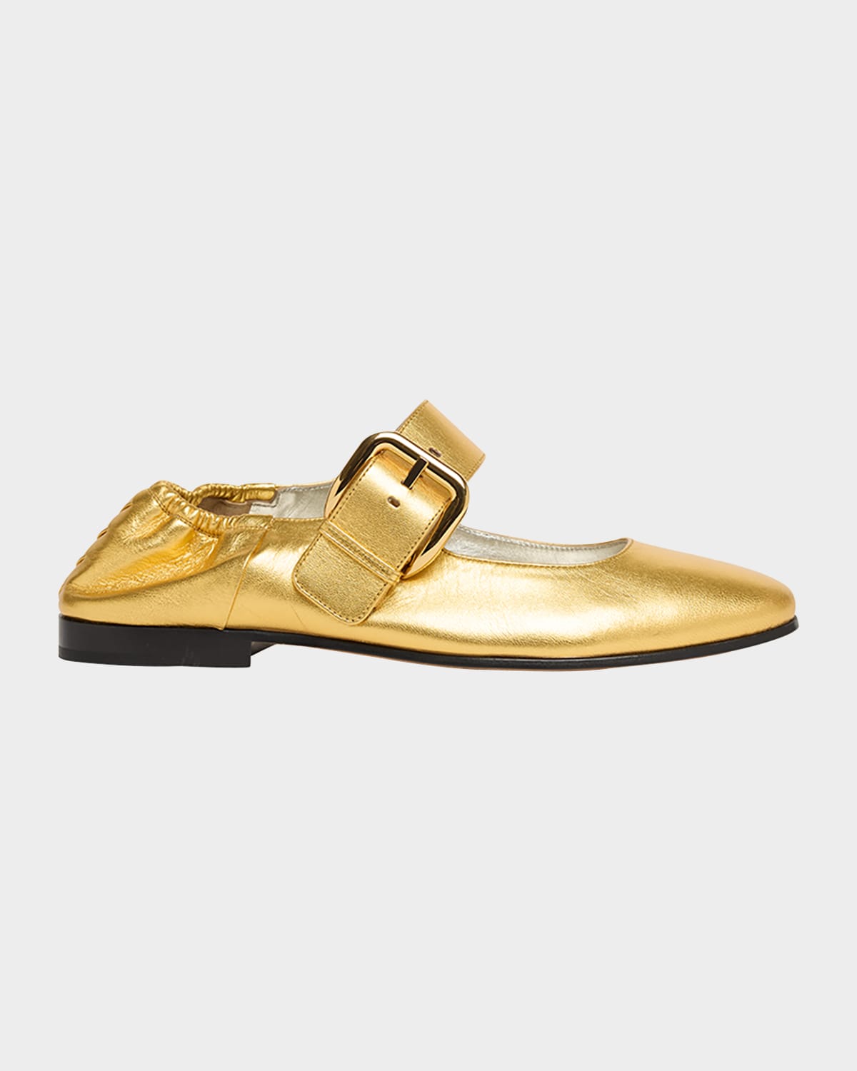 Bottega Veneta Astaire Leather Mary Jane Ballerina Flats In Gold