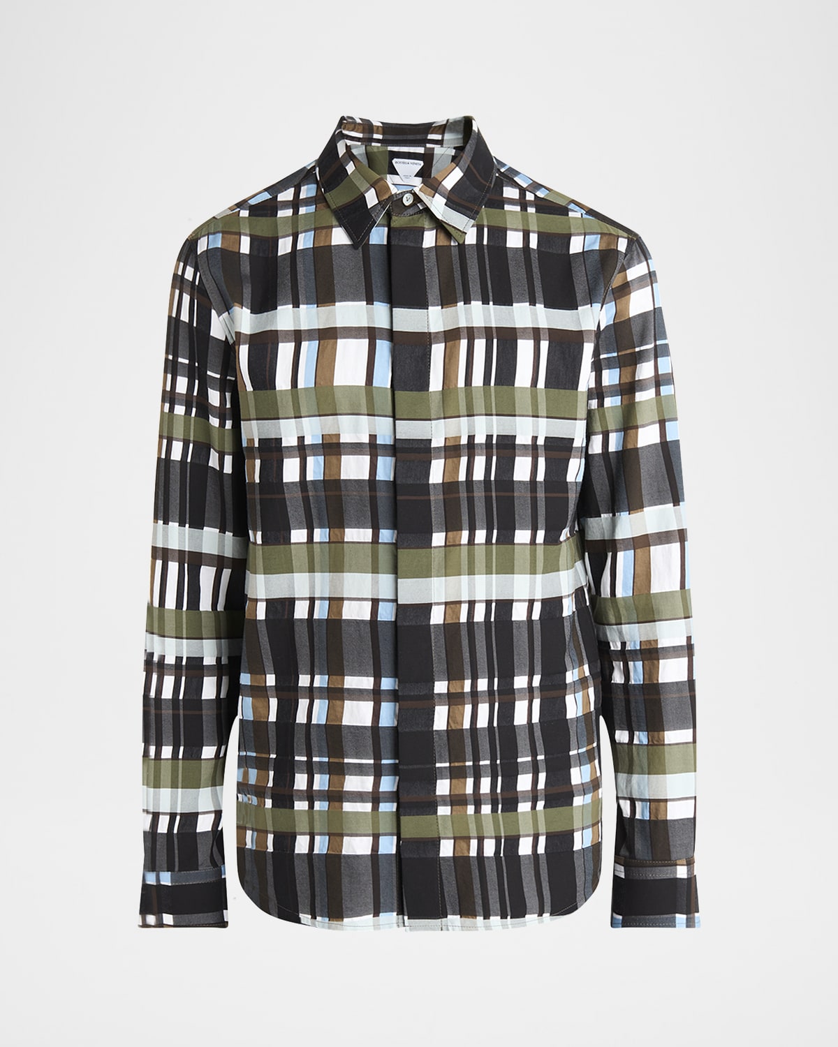 Bottega Veneta Men's Cotton Jumbo Plaid Casual Button-down Shirt In Black