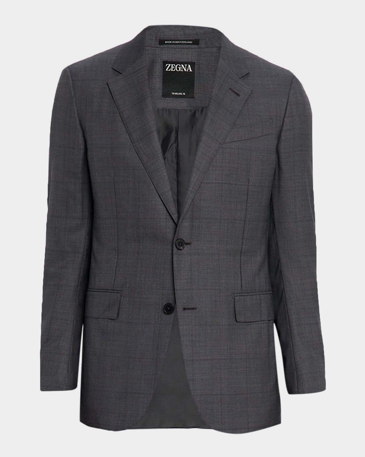 Zegna Men's Tonal Plaid 15milmil15 Wool Suit In Gray