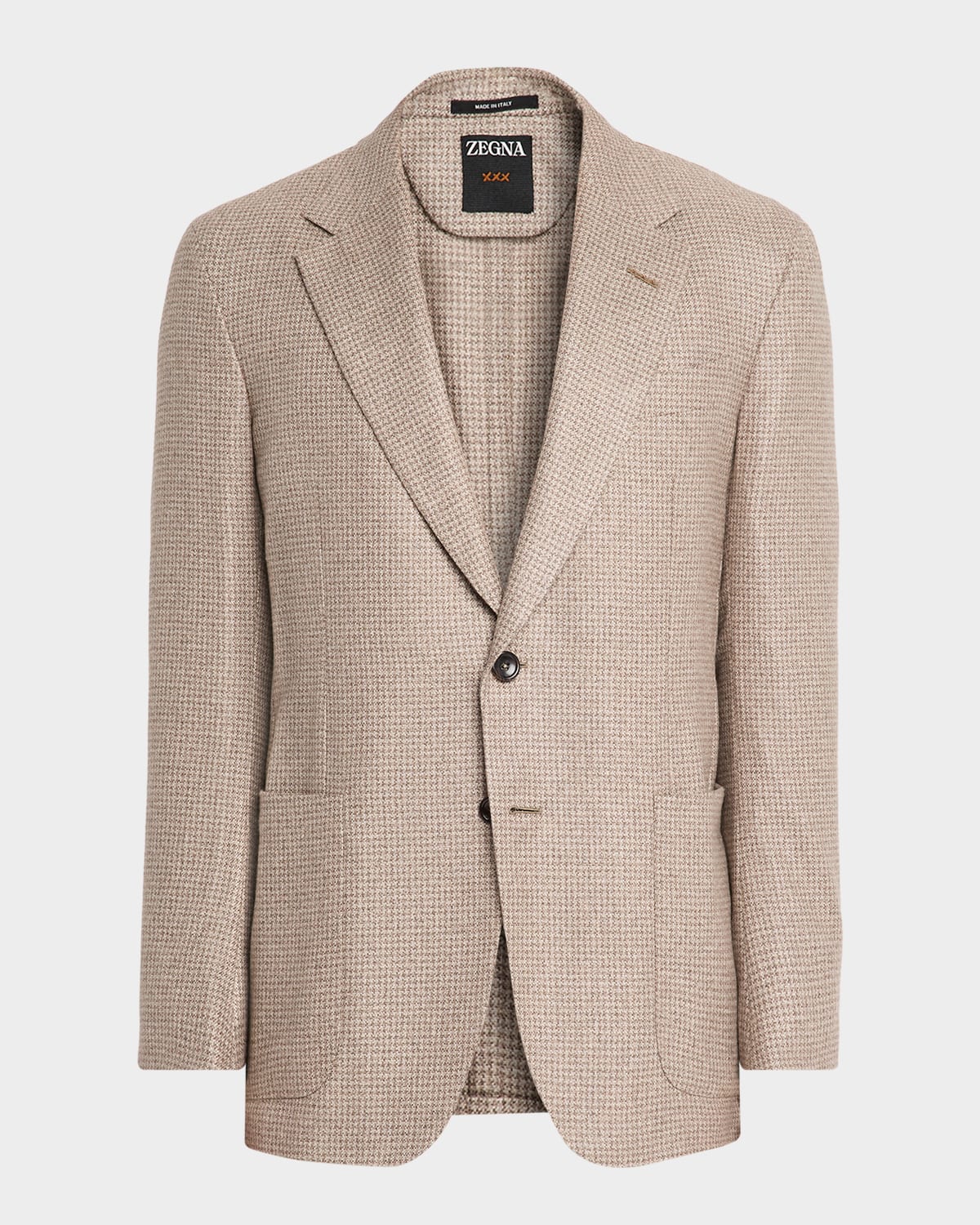 Zegna Gingham Single-breasted Blazer In Neutral