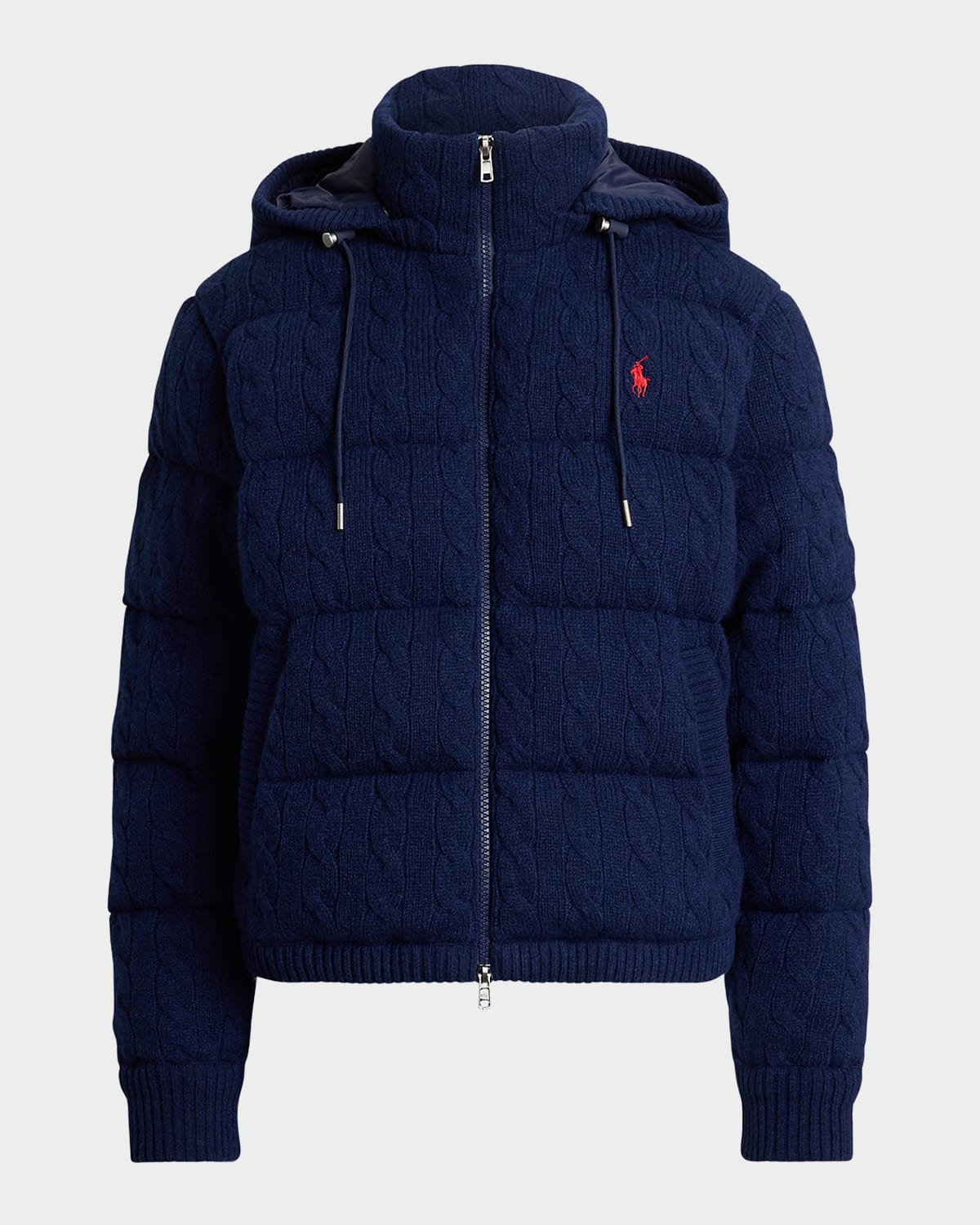 Polo Ralph Lauren Cable-knit Wool-cashmere Quilted Jacket In Blue