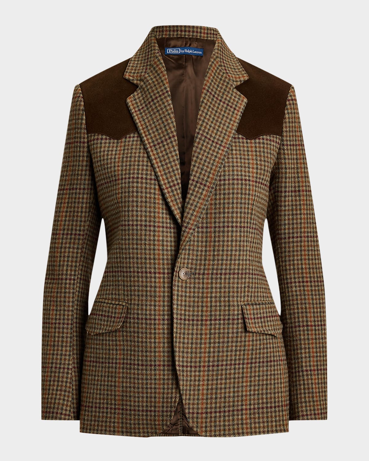 Polo Ralph Lauren Houndstooth Merino Wool Tweed Blazer In Brown
