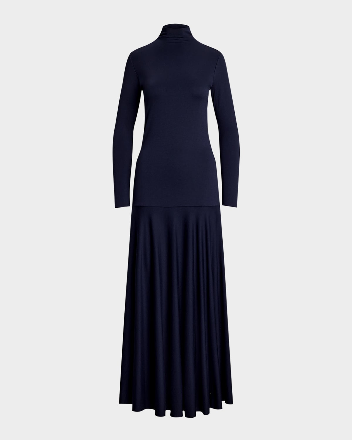 Polo Ralph Lauren Ponte Turtleneck Maxi Dress In Blue