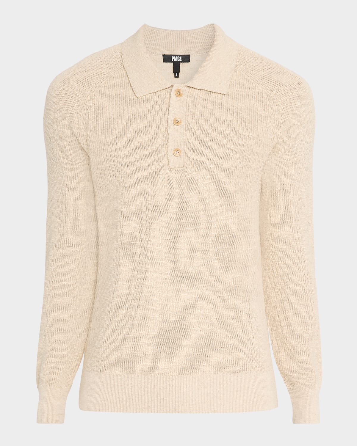 Men's Tellers Cotton and Linen Ribbed Polo Sweater