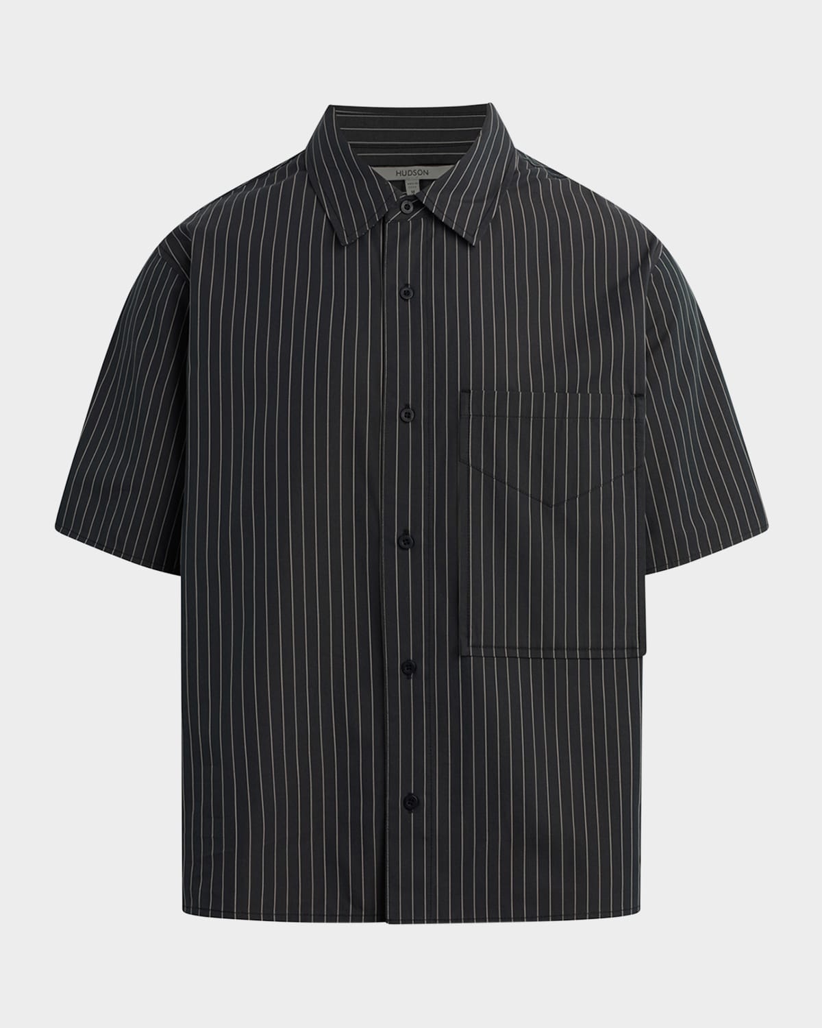 Hudson Men's Rex Boxy-fit Poplin Stripe Short-sleeve Shirt In Multi