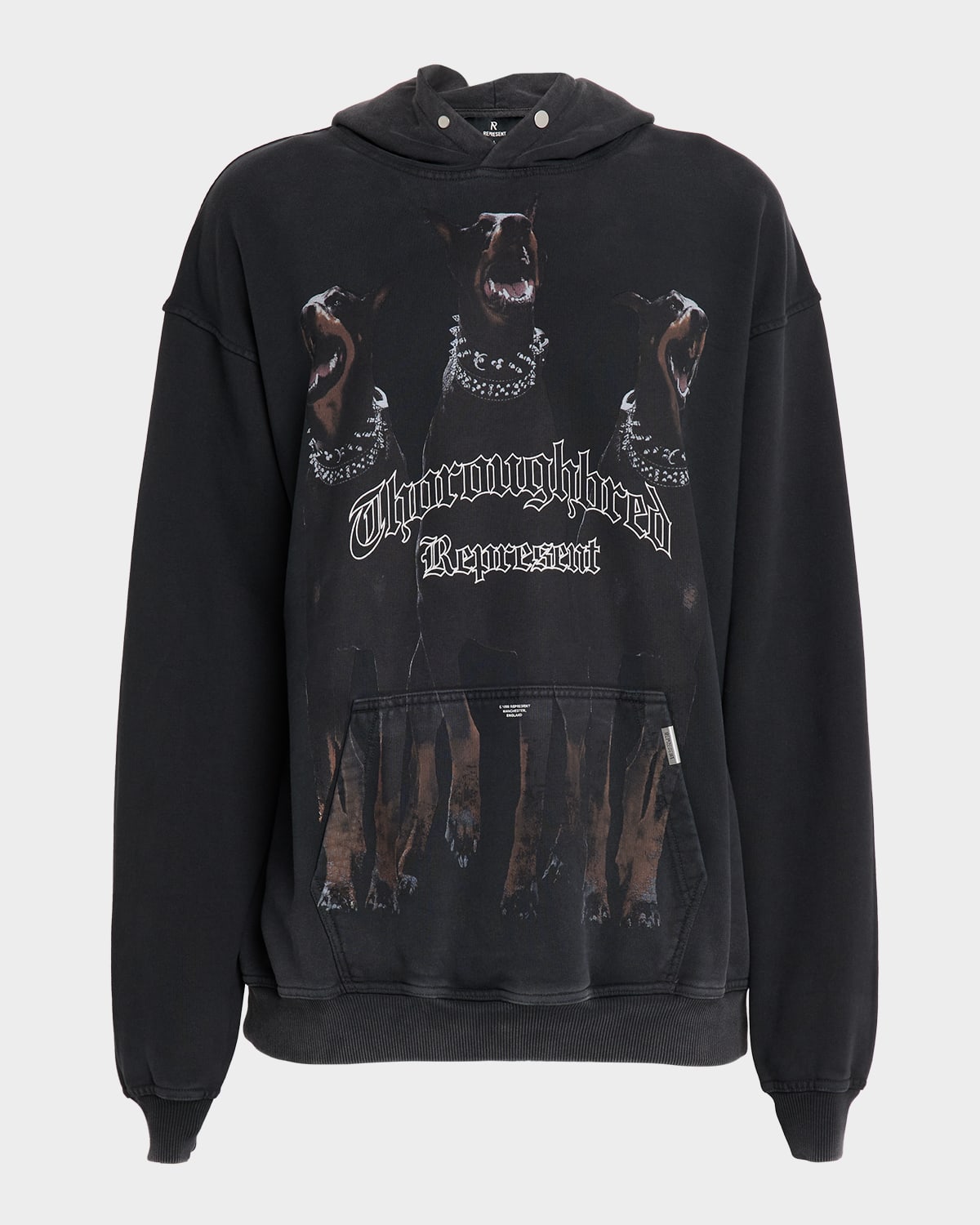Represent Black Hoodie With Fixed Hood And Maxi Print On The Front In Cotton Man