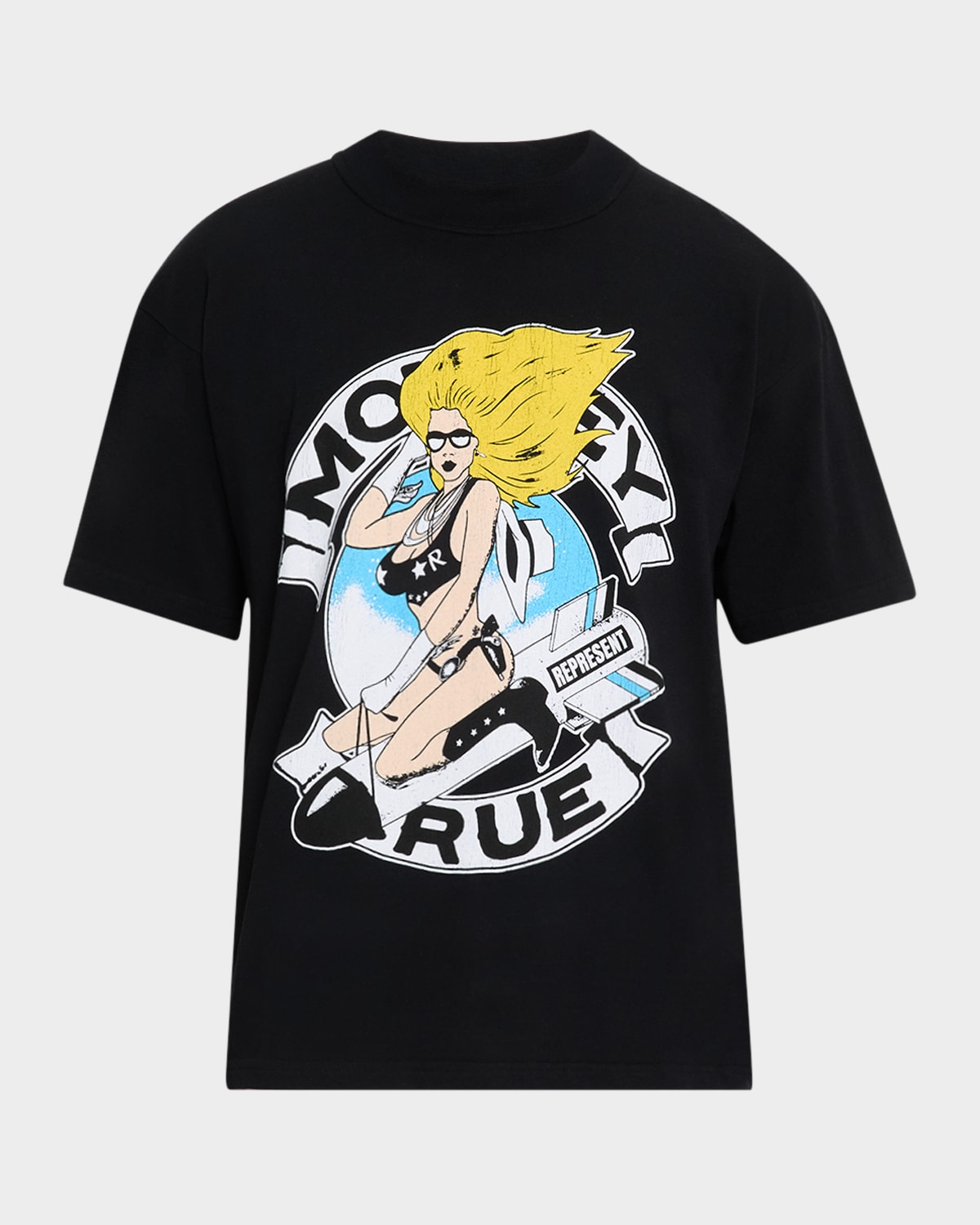Represent X Motley Crue Men's Bomber Girl Graphic Band T-shirt In Black