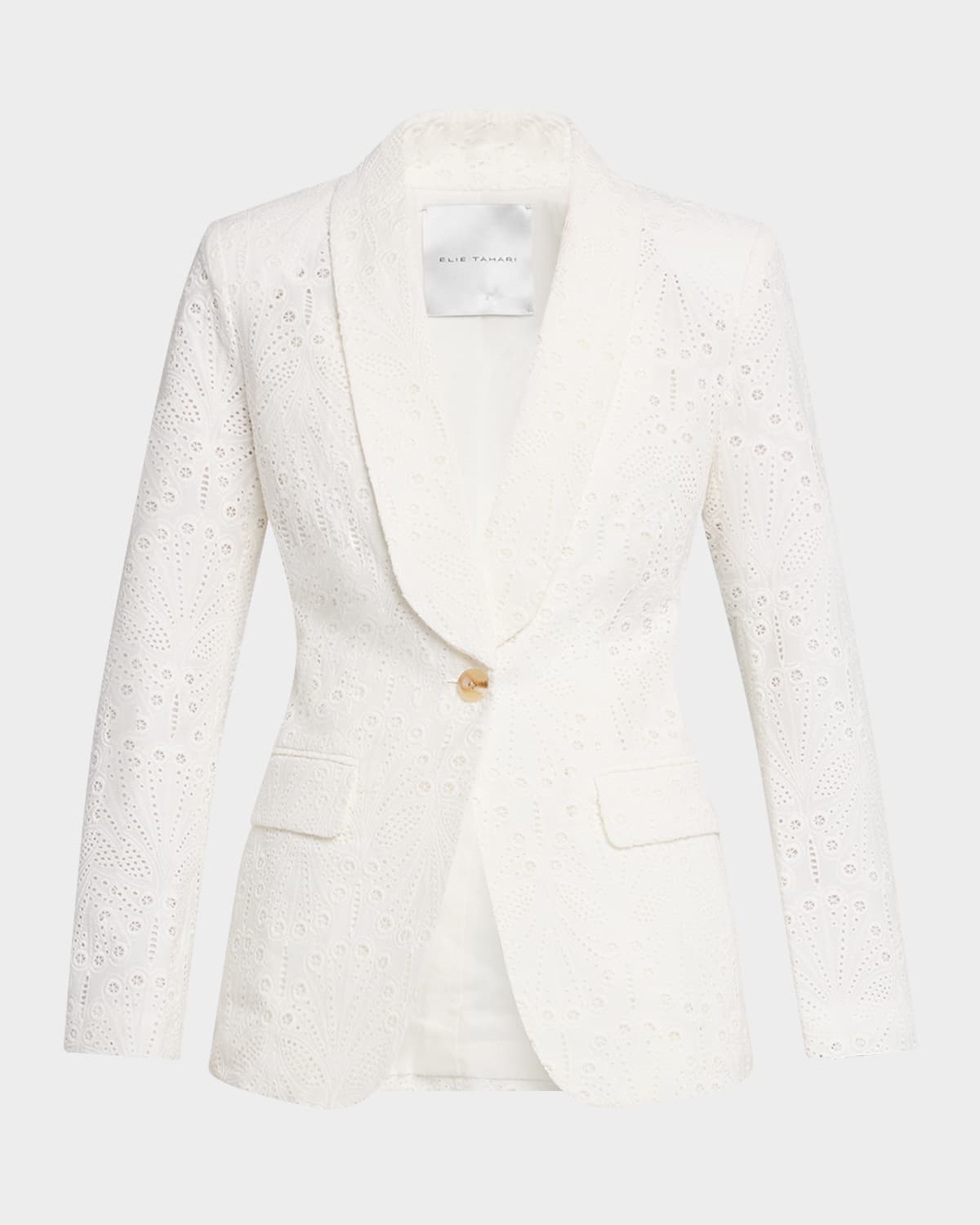 Elie Tahari The Aria Single-button Eyelet Cotton Jacket