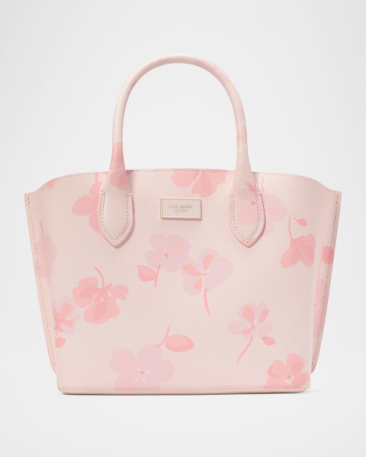 Kate Spade Suite Spring Pansies Leather Crossbody Tote Bag In Blush Cloud Multi