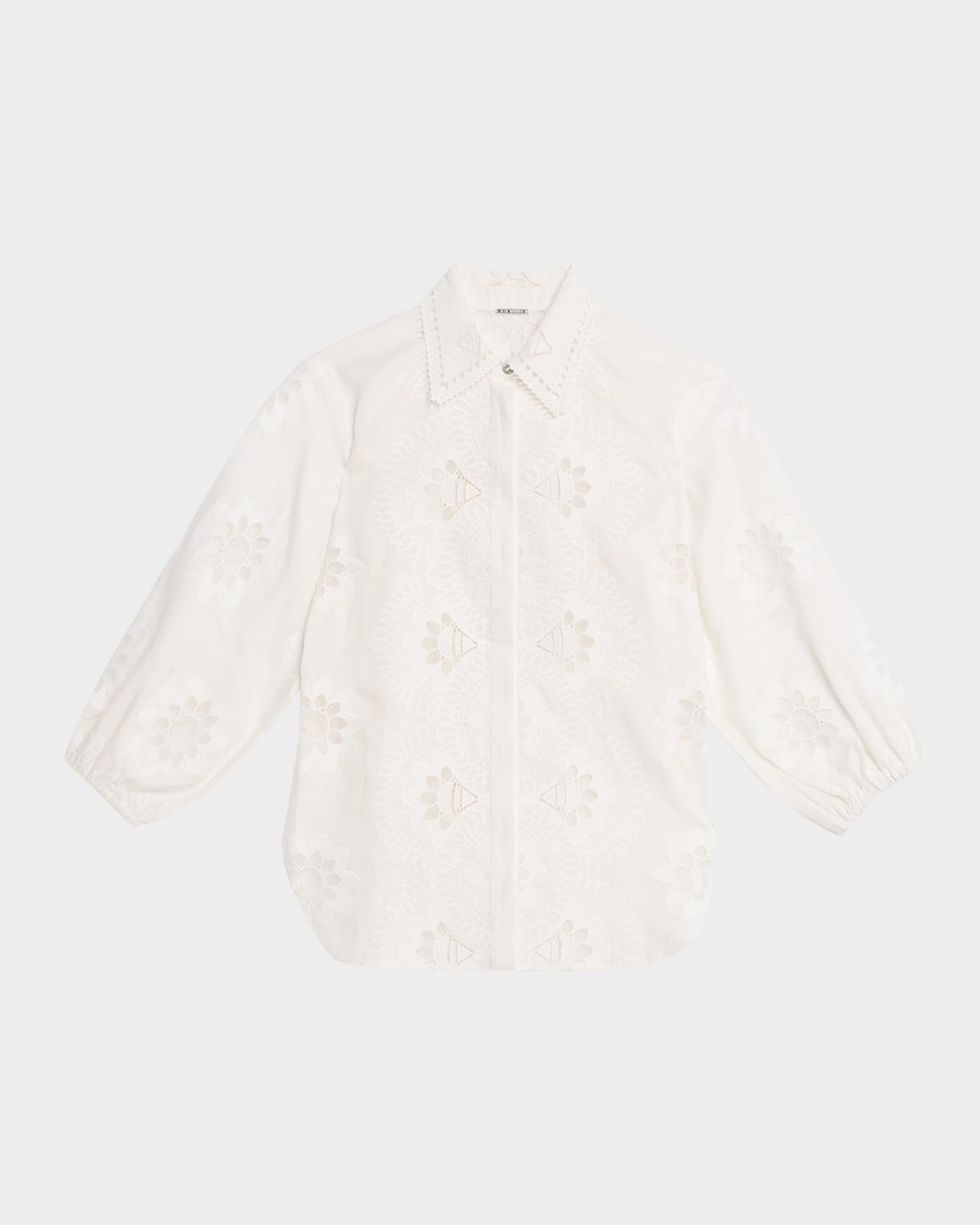 Elie Tahari The Romy Embroidered Eyelet Linen Blend Button-up Shirt